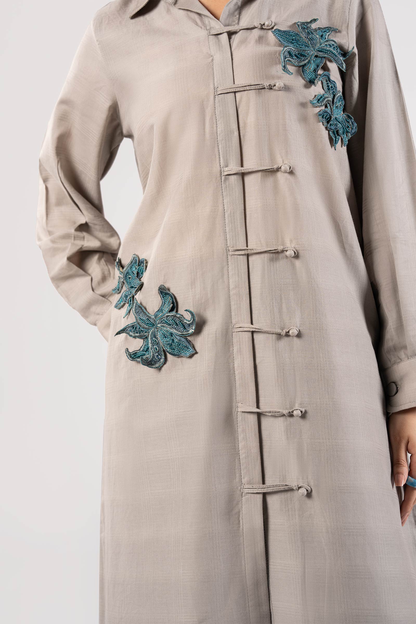 Embroidered Textured Cotton Shirt