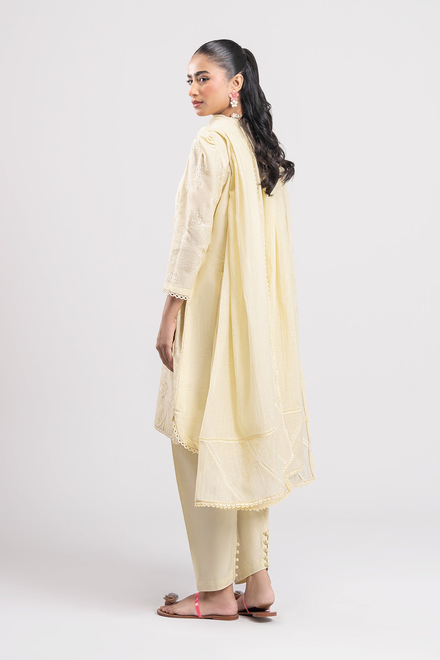2 Pc Embroidered Textured Cotton Suit