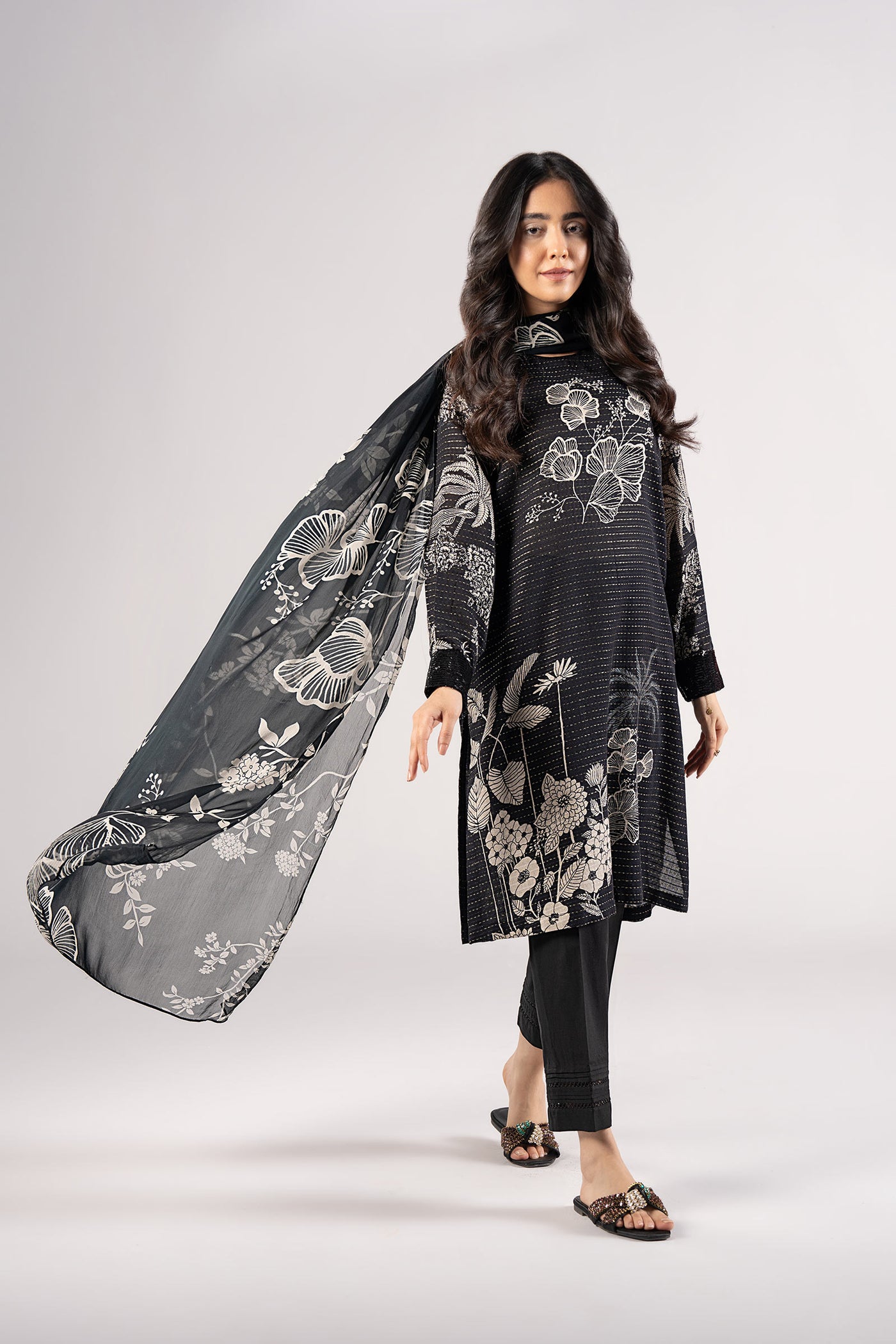 2 Pc Embroidered Lurex Cotton Suit | MB-CS25-174