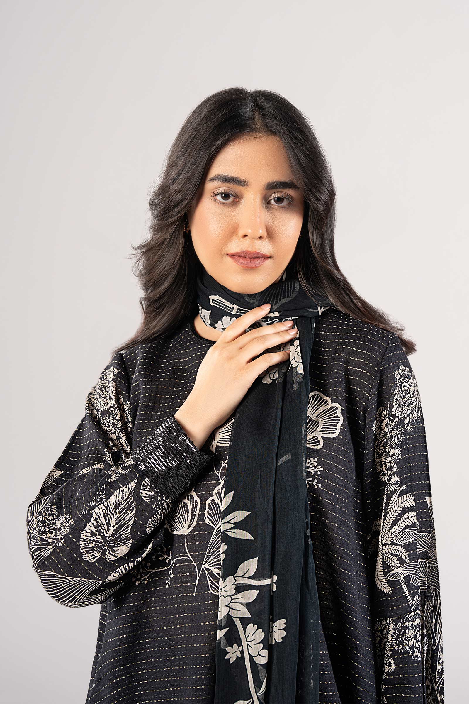 2 Pc Embroidered Lurex Cotton Suit