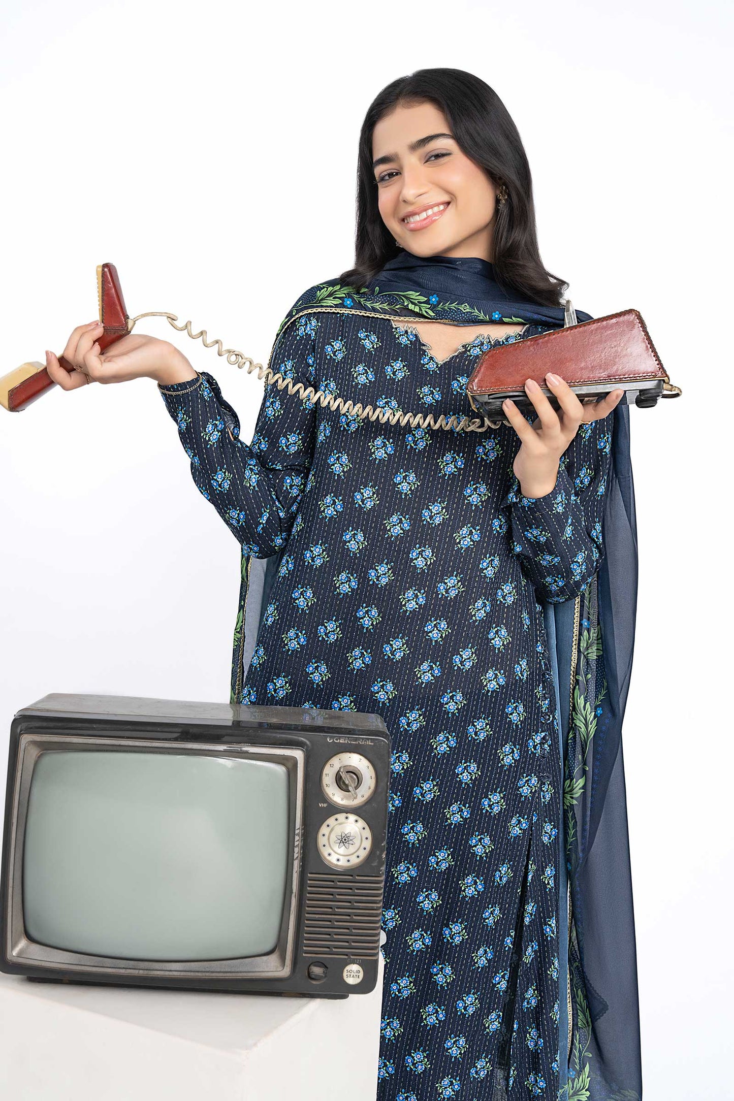 2 Pc Printed Lurex Cotton Suit