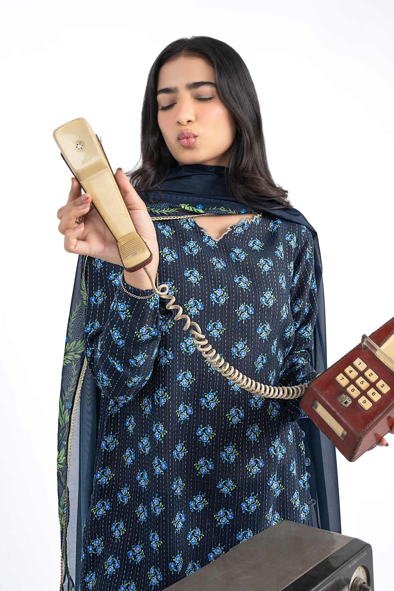 2 Pc Printed Lurex Cotton Suit