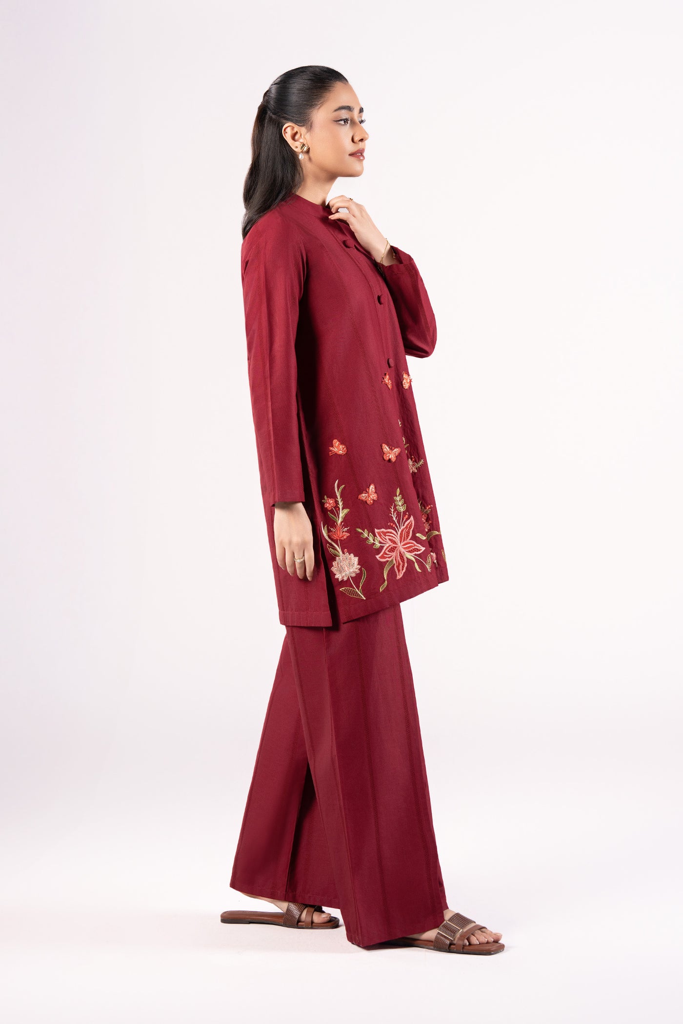 2 Pc Embroidered Textured Cotton Suit | MB-CS25-184