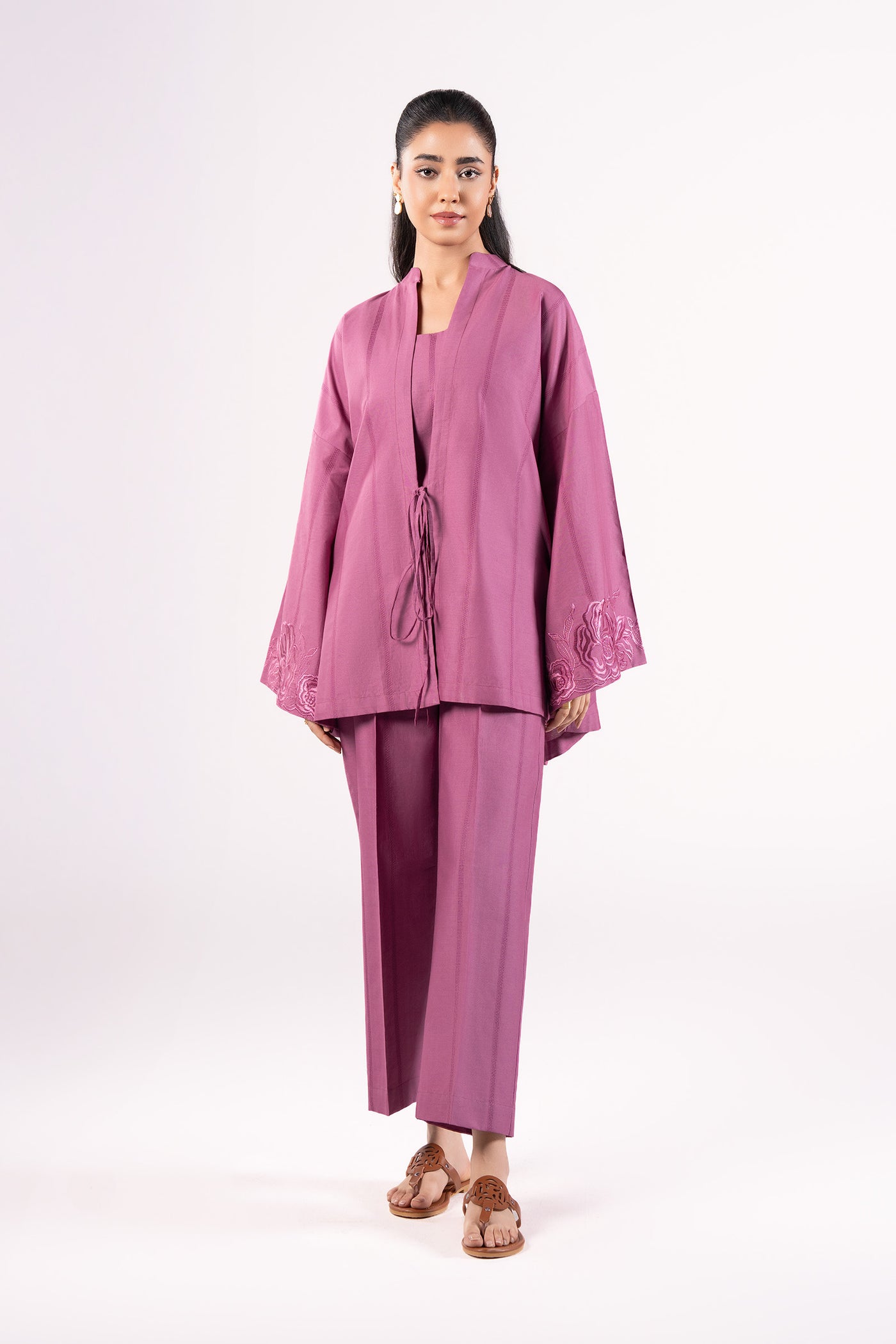 2 Pc Dyed Textured Cotton Suit