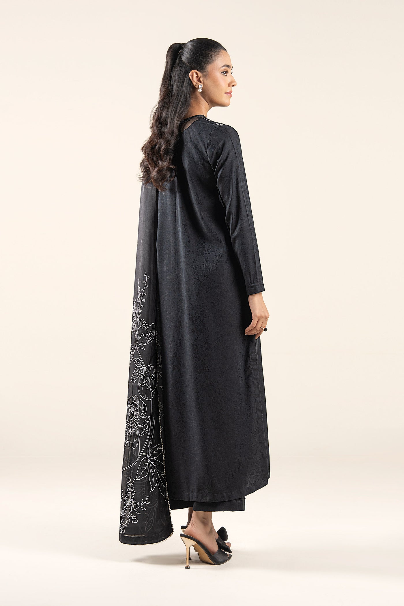 3 Pc Embroidered Dobby Viscose Suit