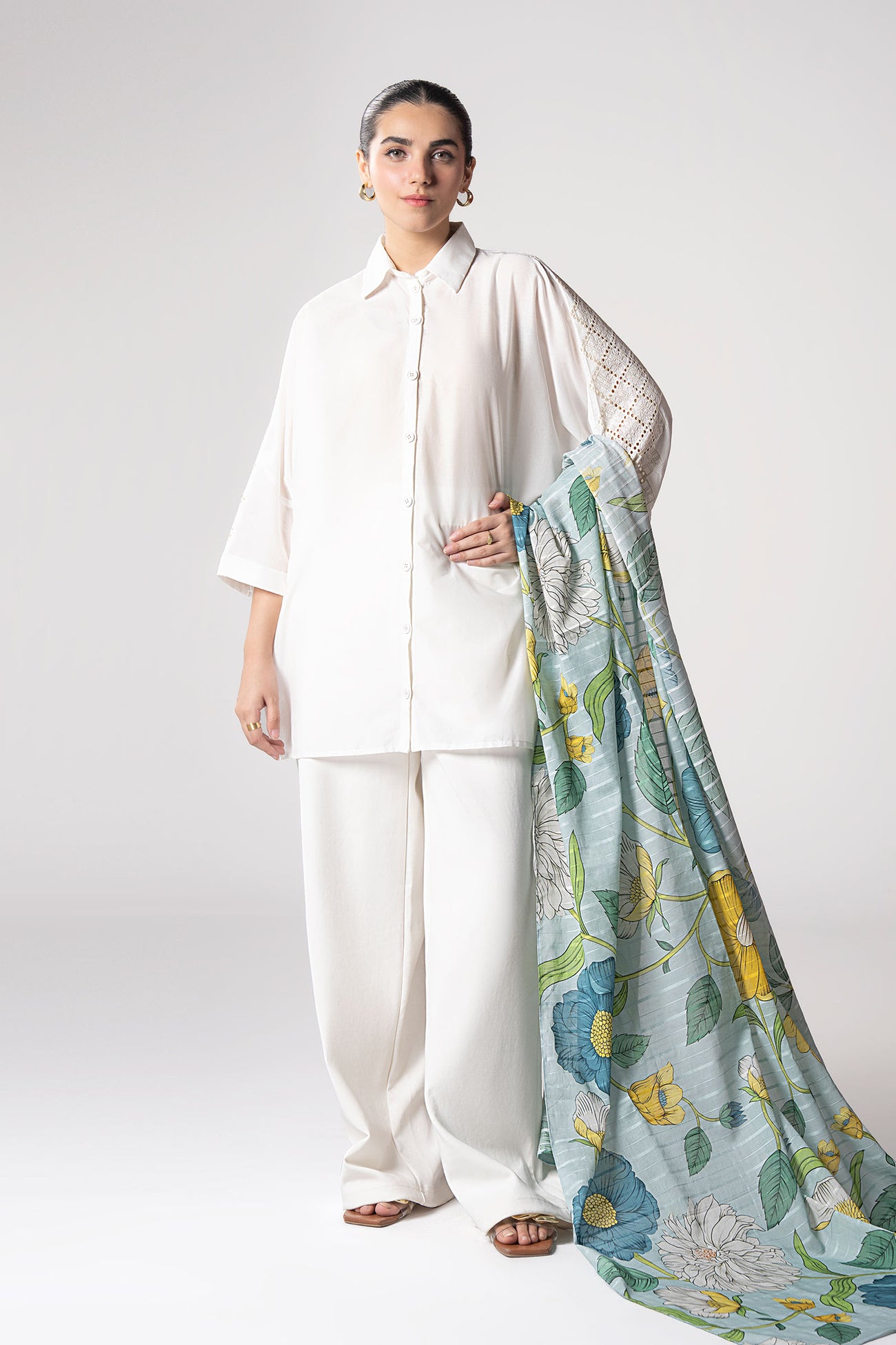 Printed Textured Voile Dupatta