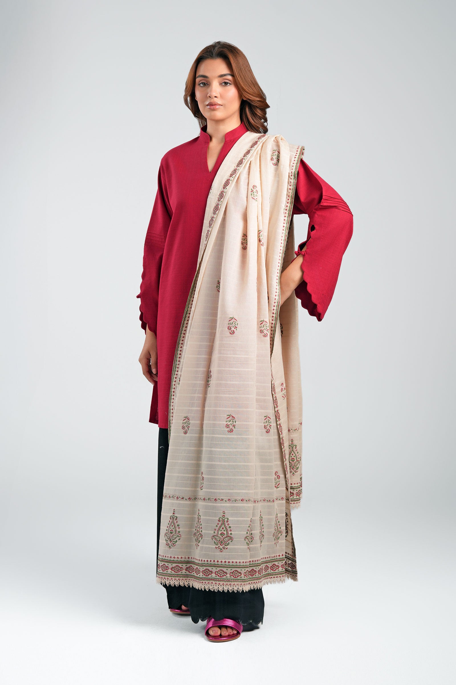 Printed Textured Voile Dupatta