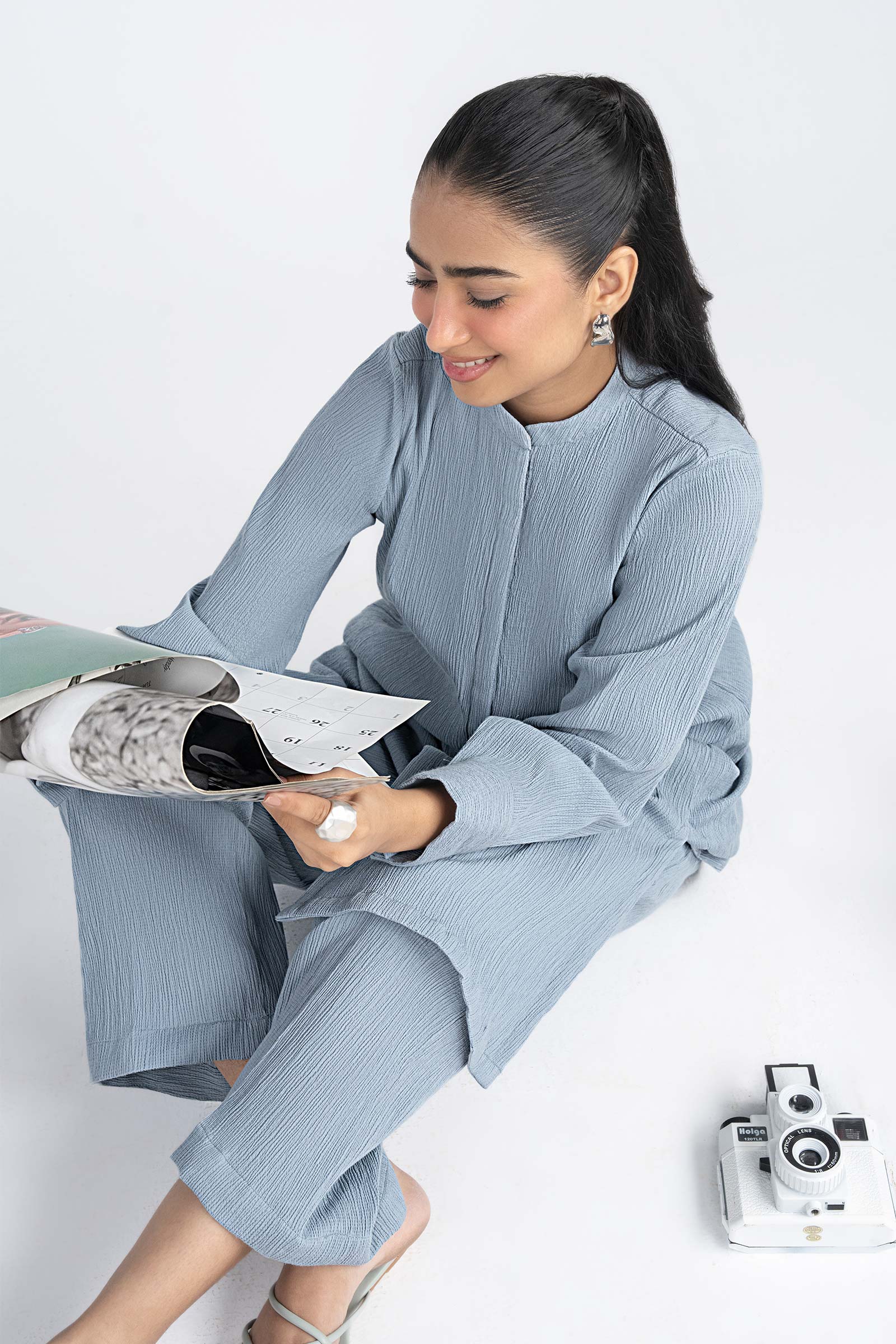 2 Pc Dyed Seersucker Suit