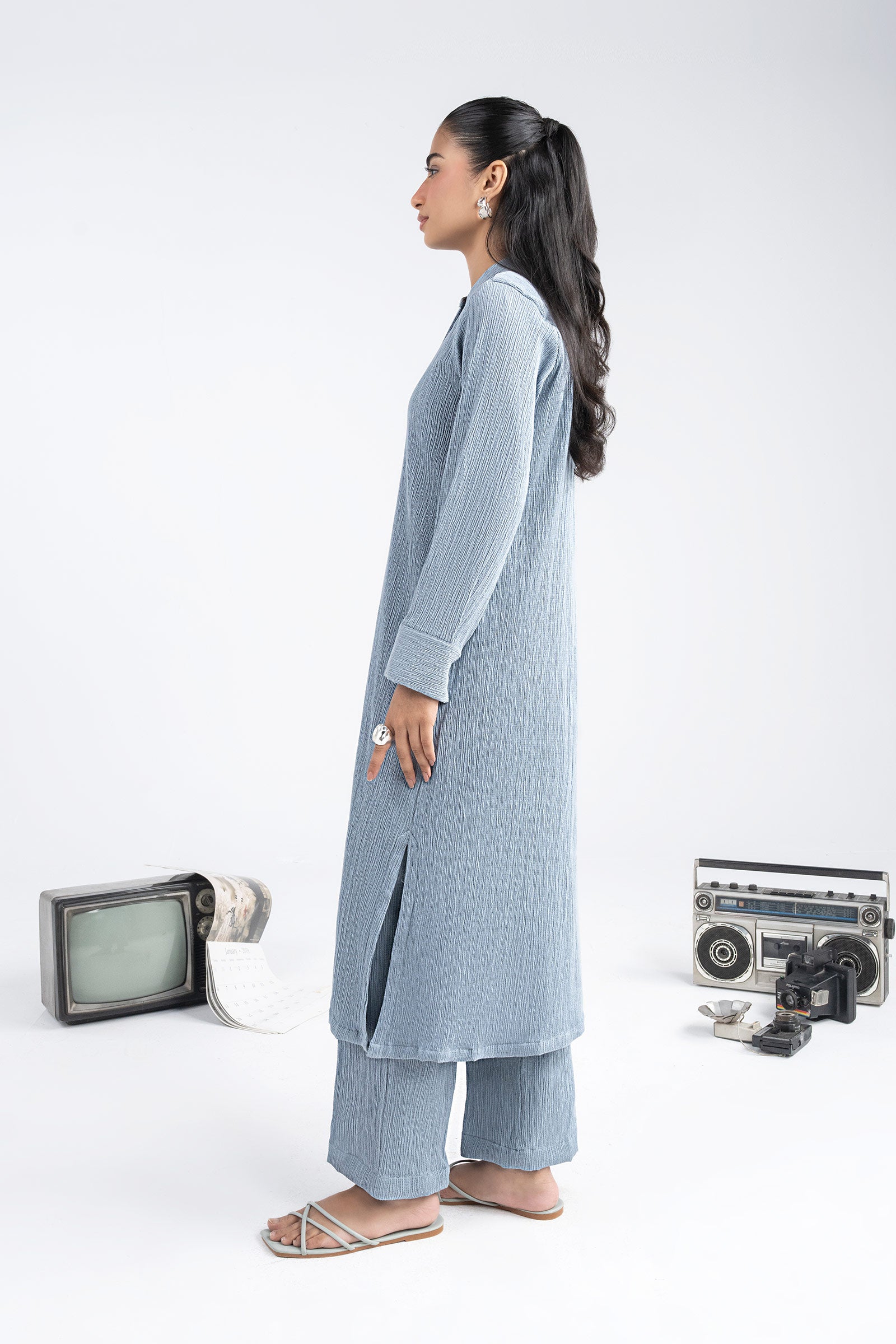 2 Pc Dyed Seersucker Suit