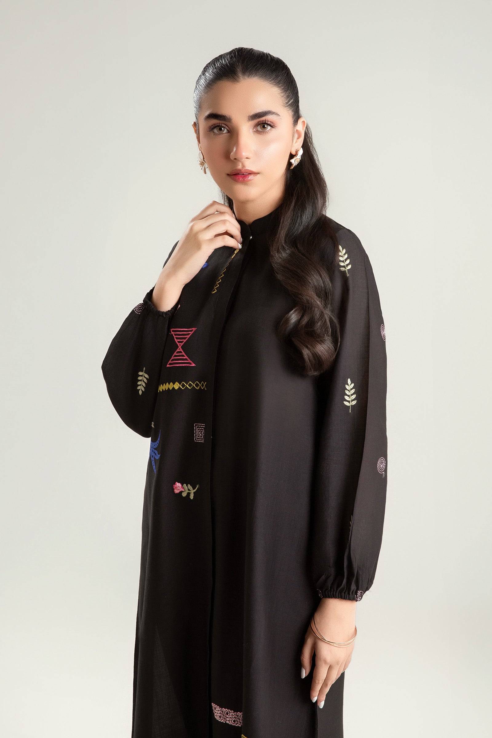 Embroidered Slub Lawn Tunic