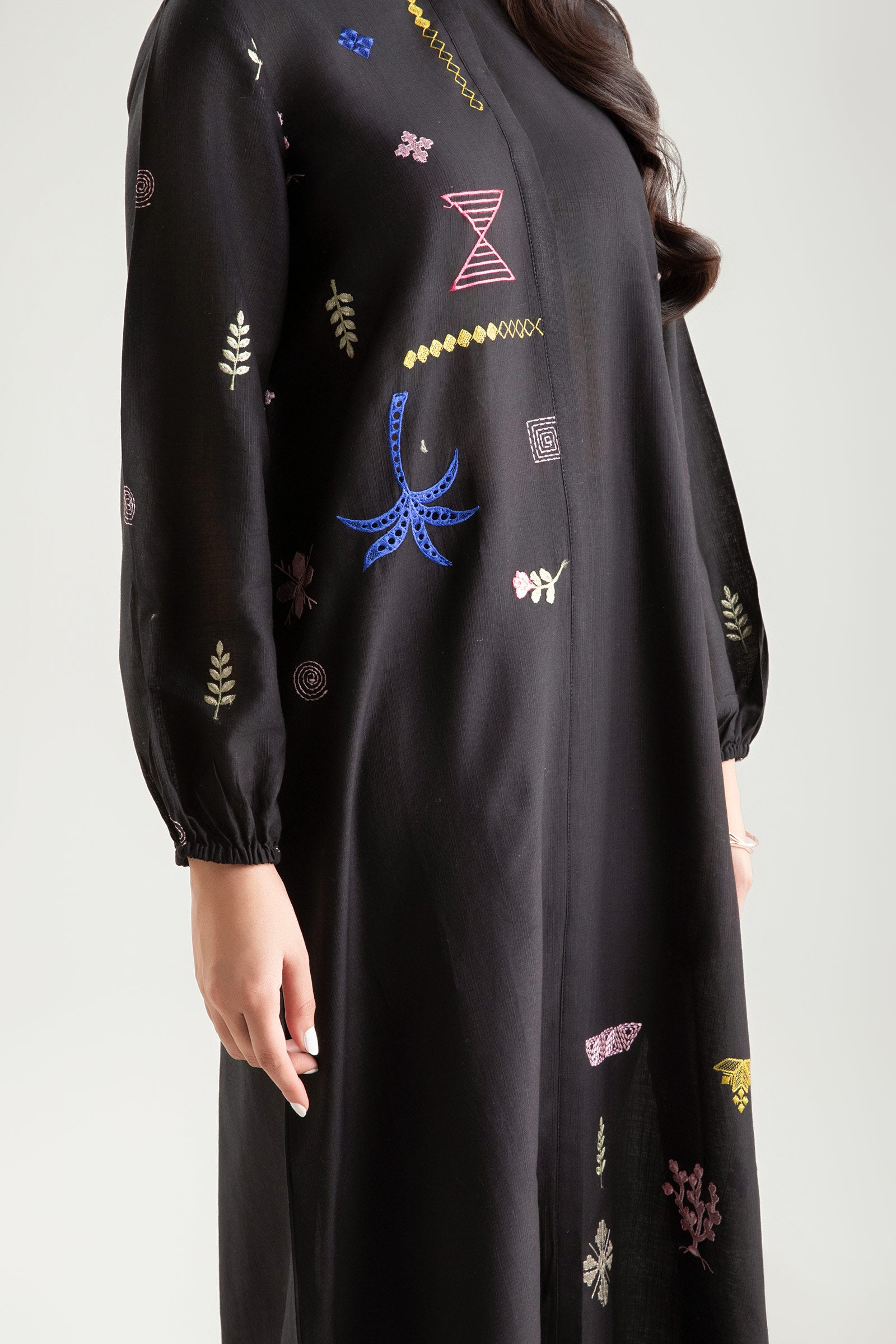 Embroidered Slub Lawn Tunic