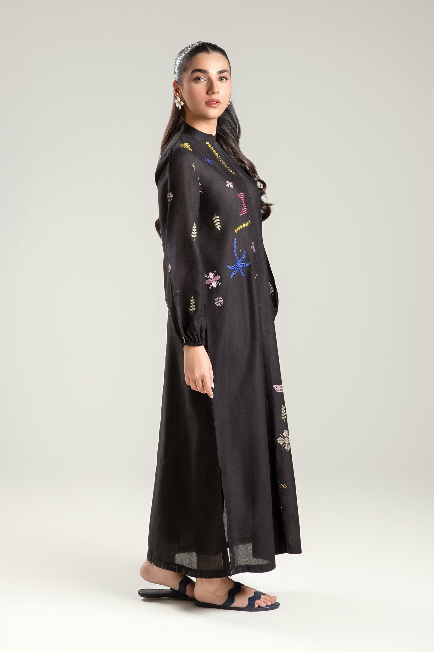 Embroidered Slub Lawn Tunic