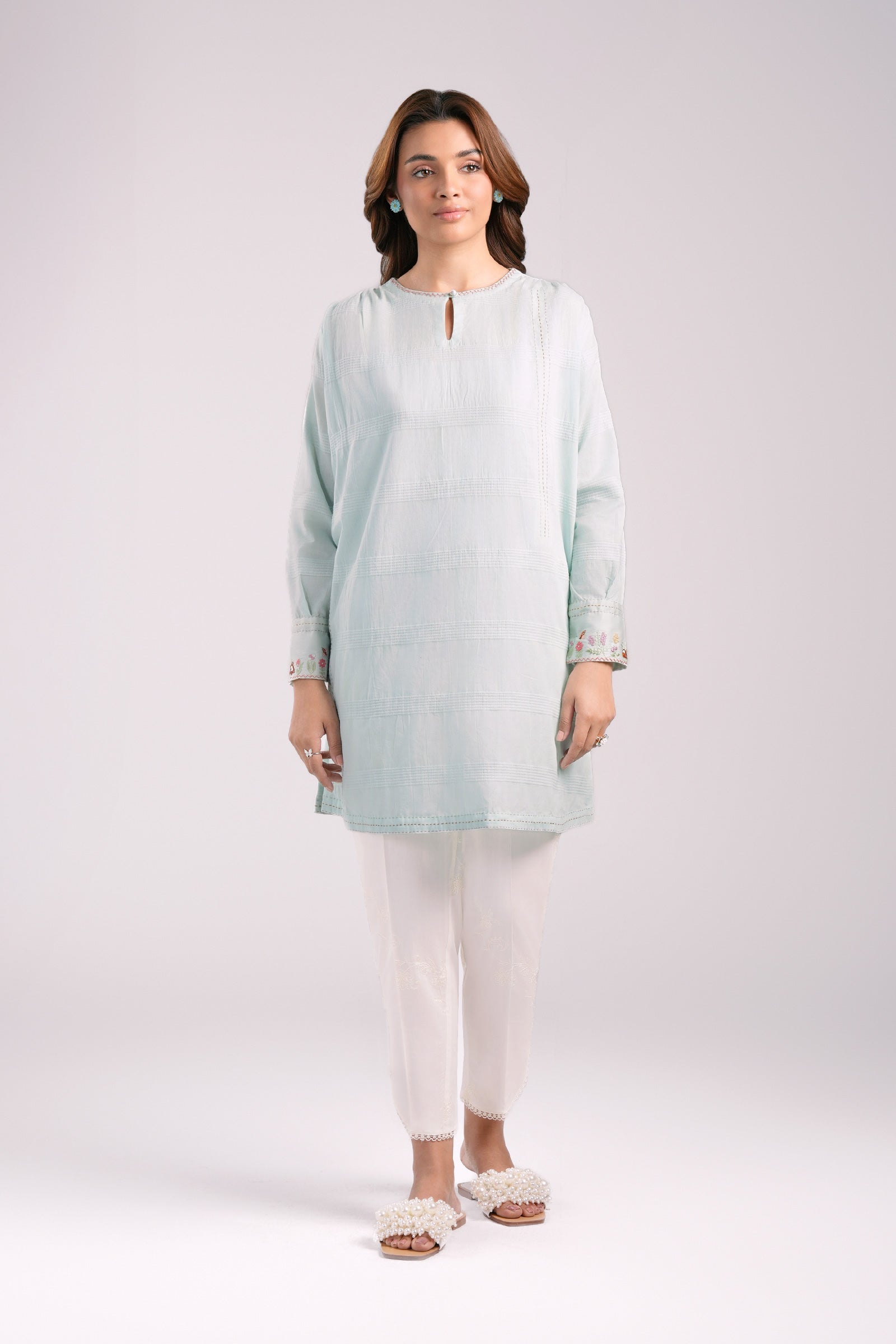 Embroidered Textured Tunic