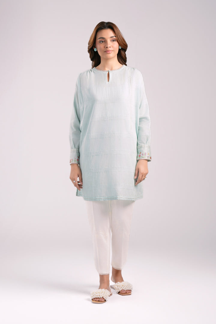 Embroidered Textured Tunic | MB-CS25-61 m-basic Casuals MBCS061-ESM-SBL