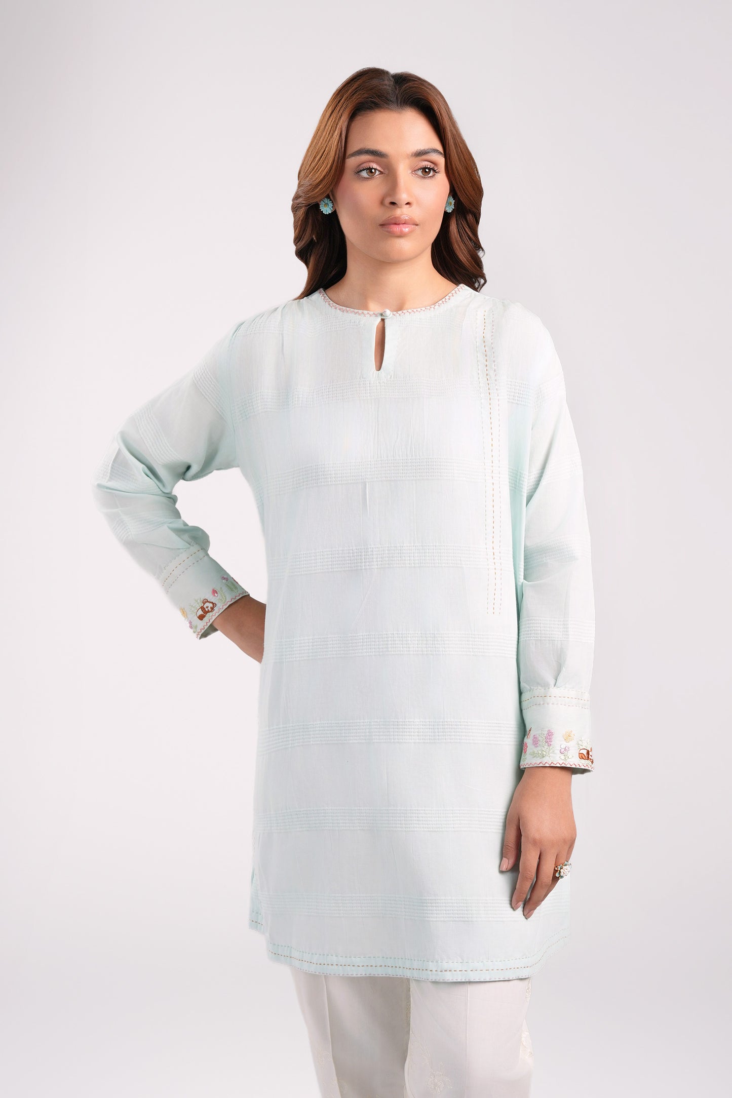 Embroidered Textured Tunic