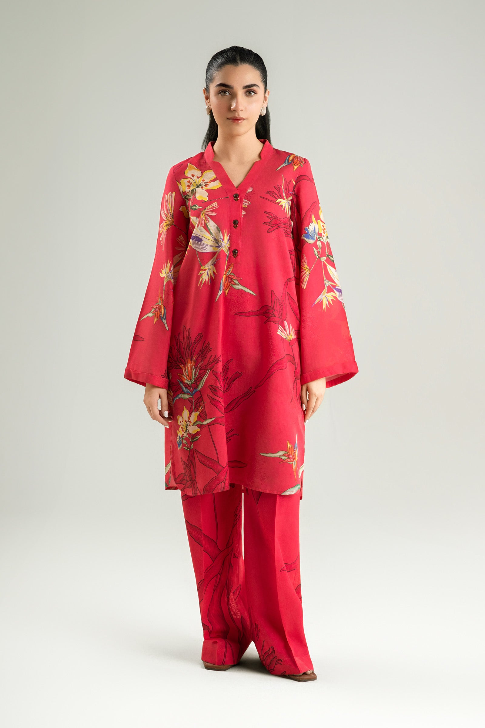 2 Pc Printed Jacquard Viscose Suit