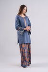 2 Pc Embroidered Slub Lawn Suit