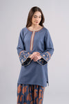 2 Pc Embroidered Slub Lawn Suit