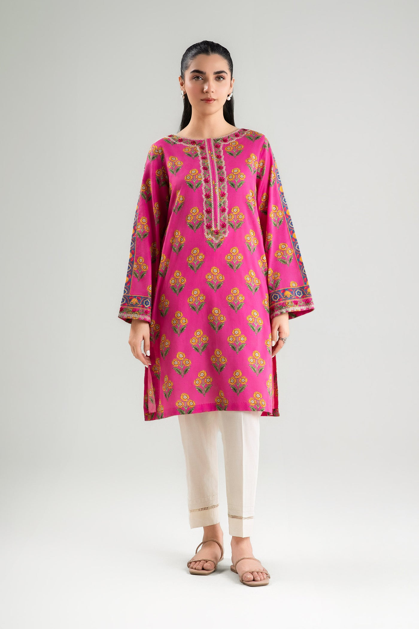Printed Textured Cotton Shirt | MB-CS25-86