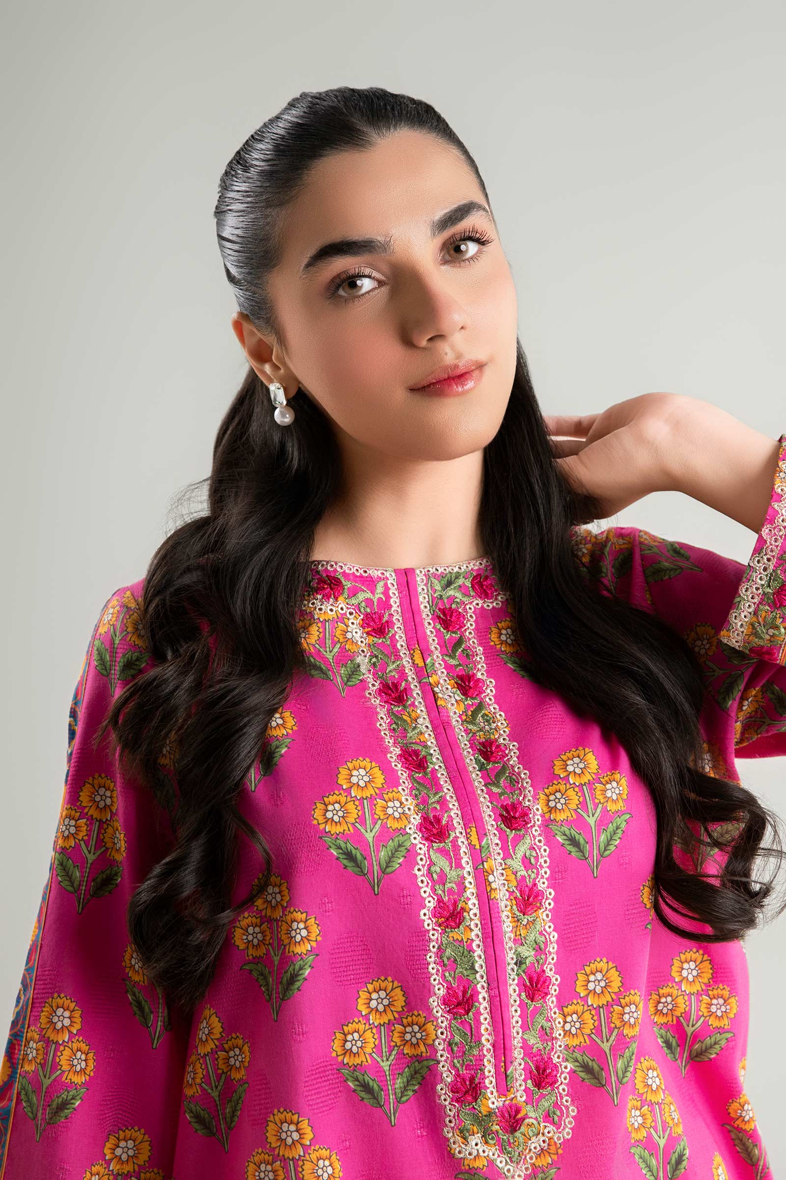 Embroidered Textured Cotton Shirt