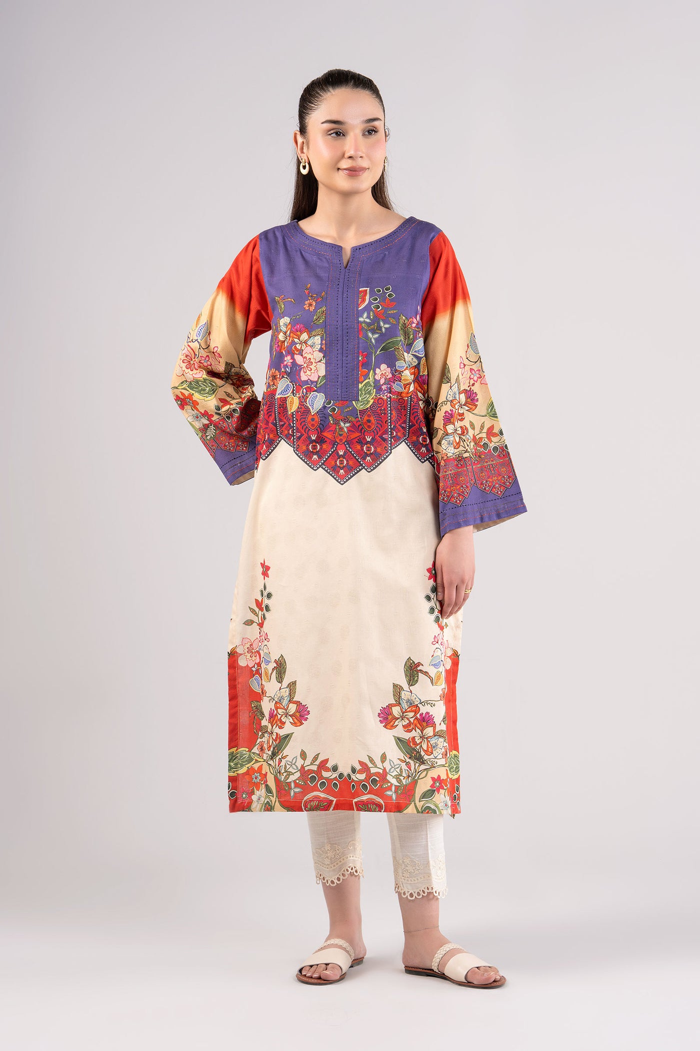 Printed Textured Cotton Shirt | MB-CS25-87