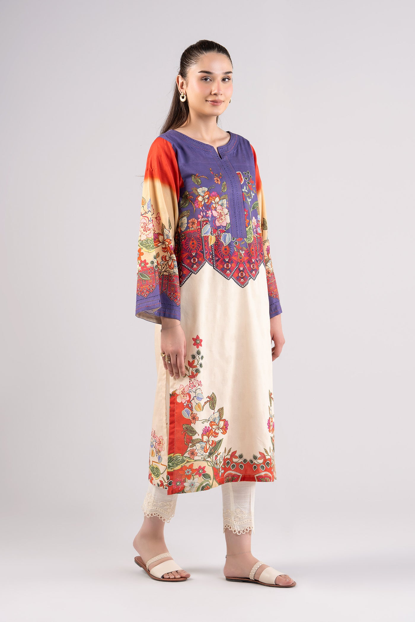 Printed Textured Cotton Shirt | MB-CS25-87