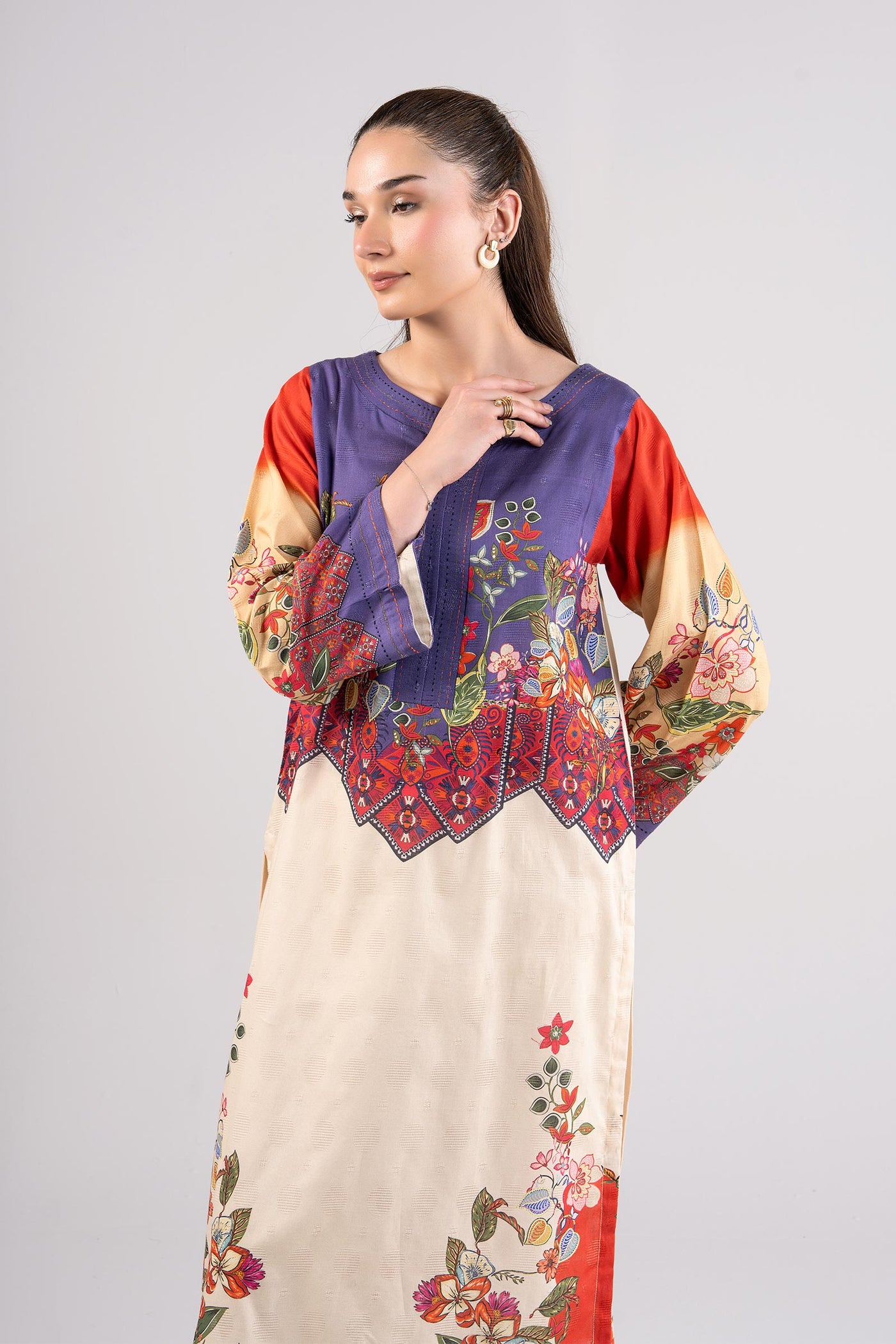 Printed Textured Cotton Shirt | MB-CS25-87