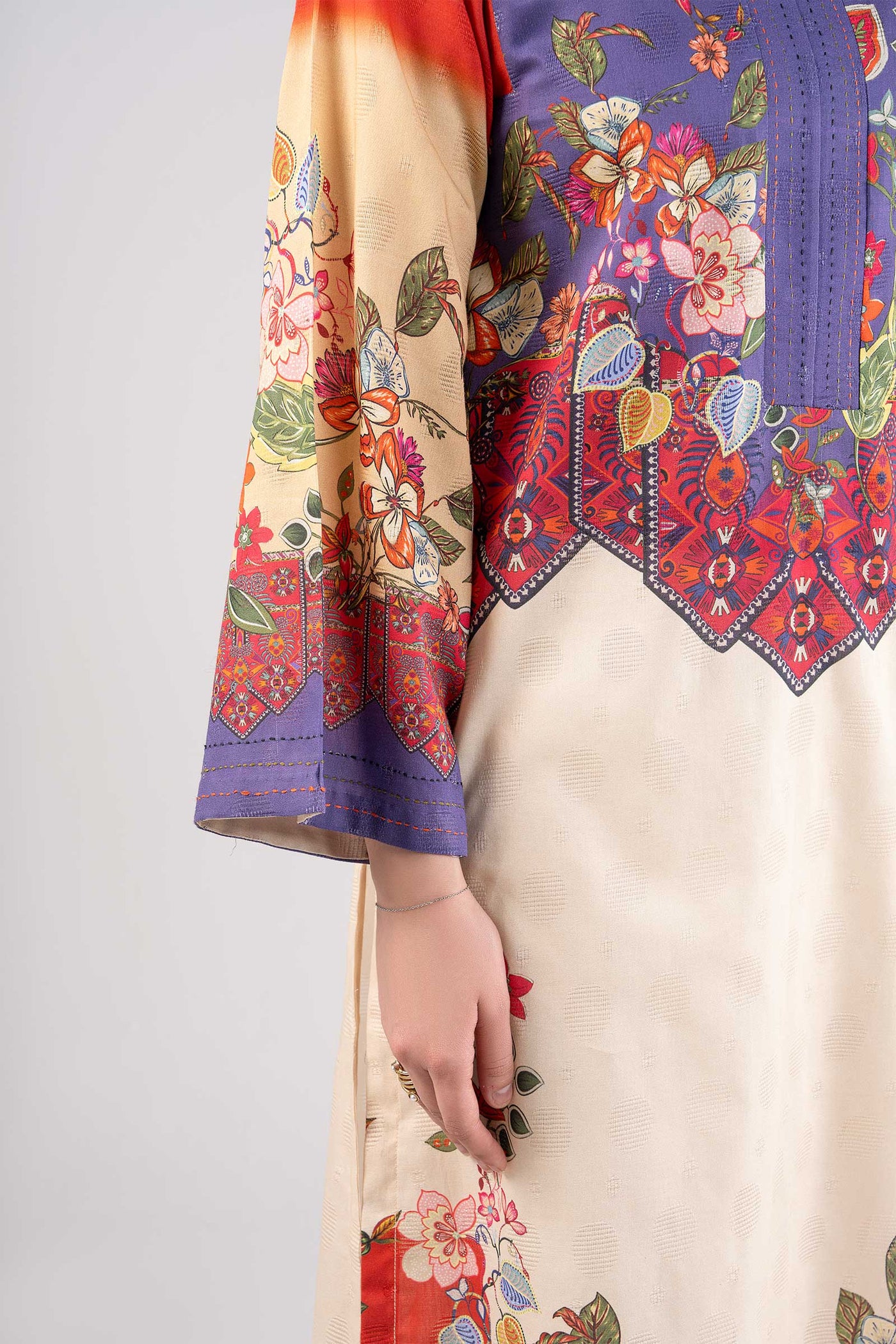 Printed Textured Cotton Shirt | MB-CS25-87