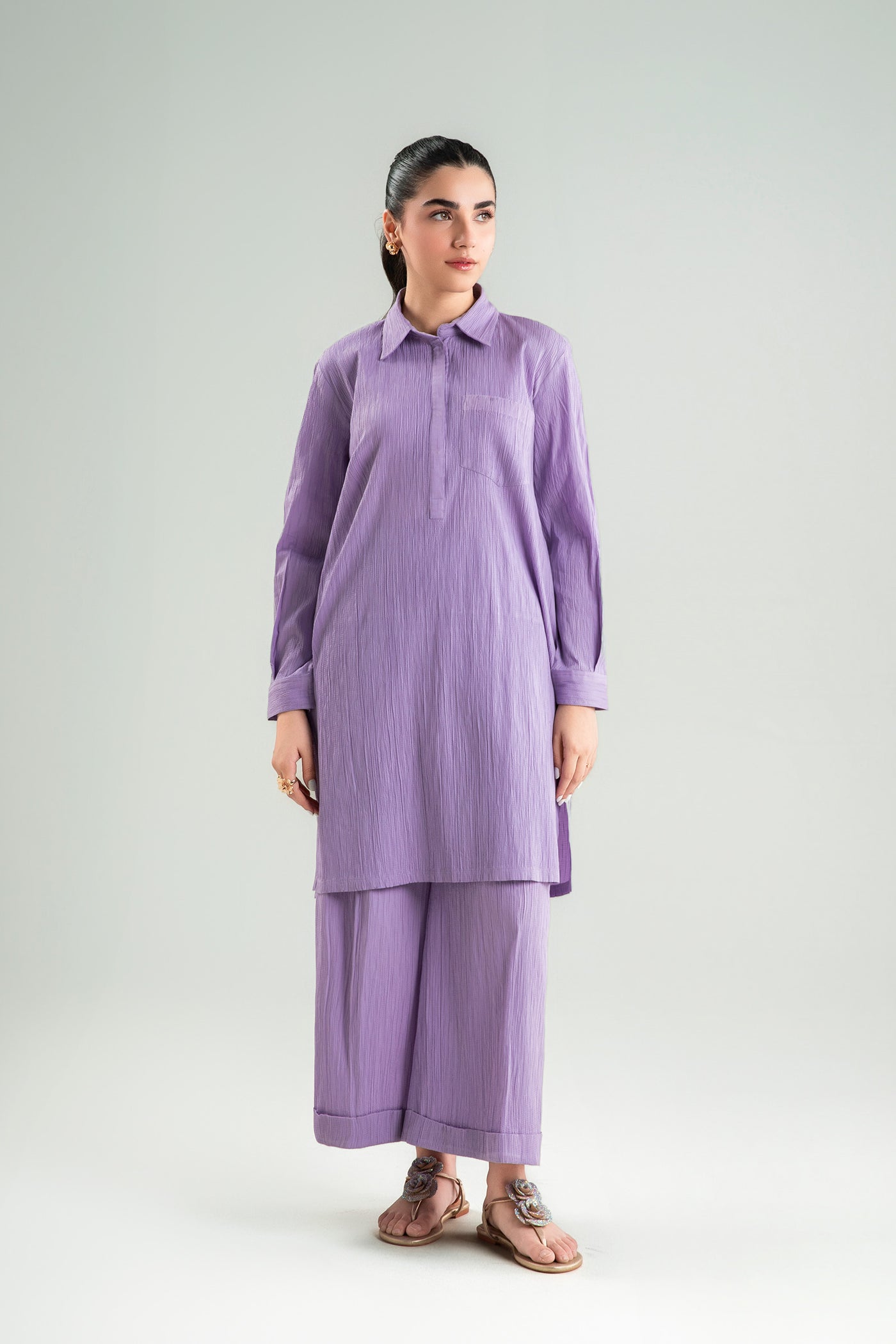 2 Pc Dyed Seersucker Suit