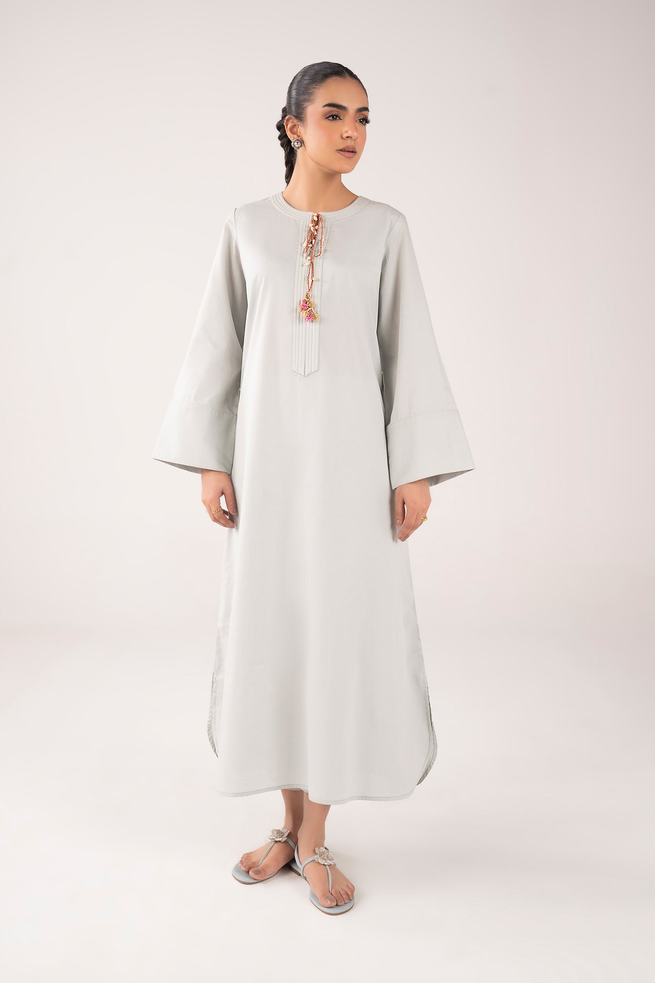 2 Pc Dyed Slub Lawn Suit