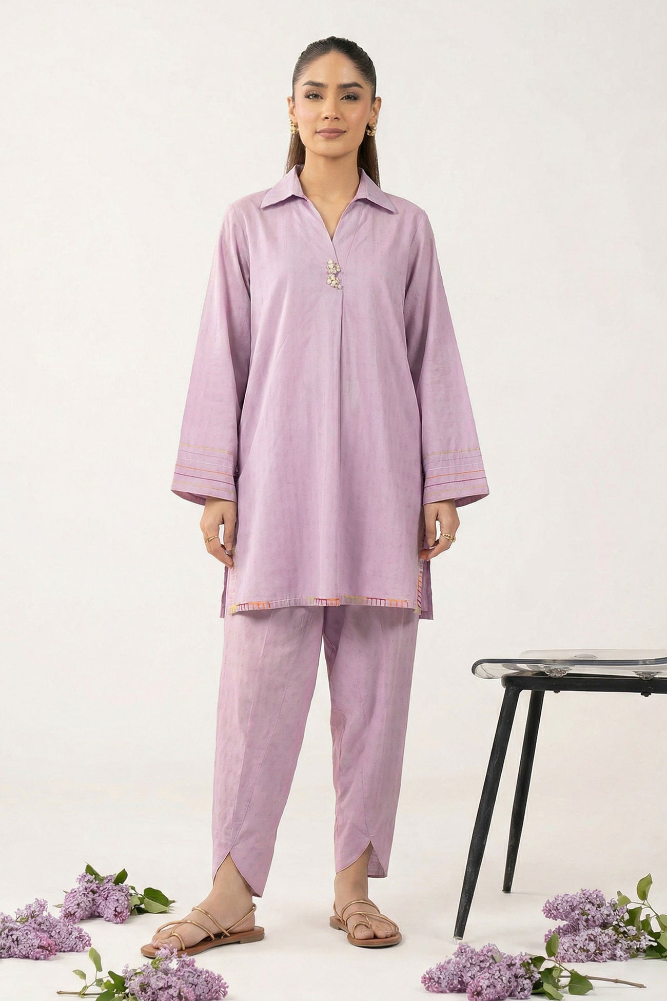 2 Pc Dyed Dobby Cotton Suit