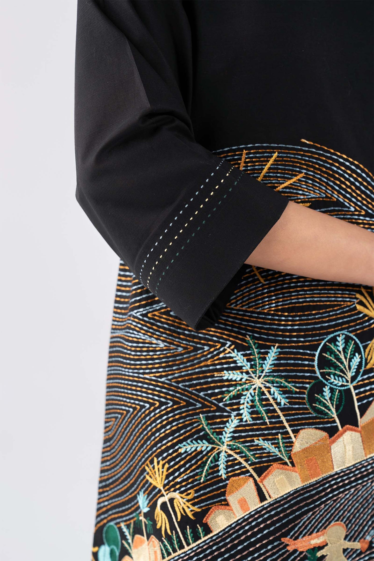 2 Pc Embroidered Crosshatch Suit