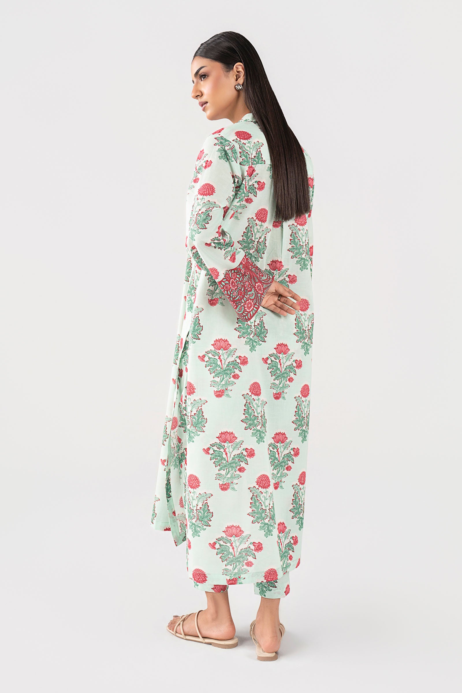2 Pc Printed Slub Lawn Suit