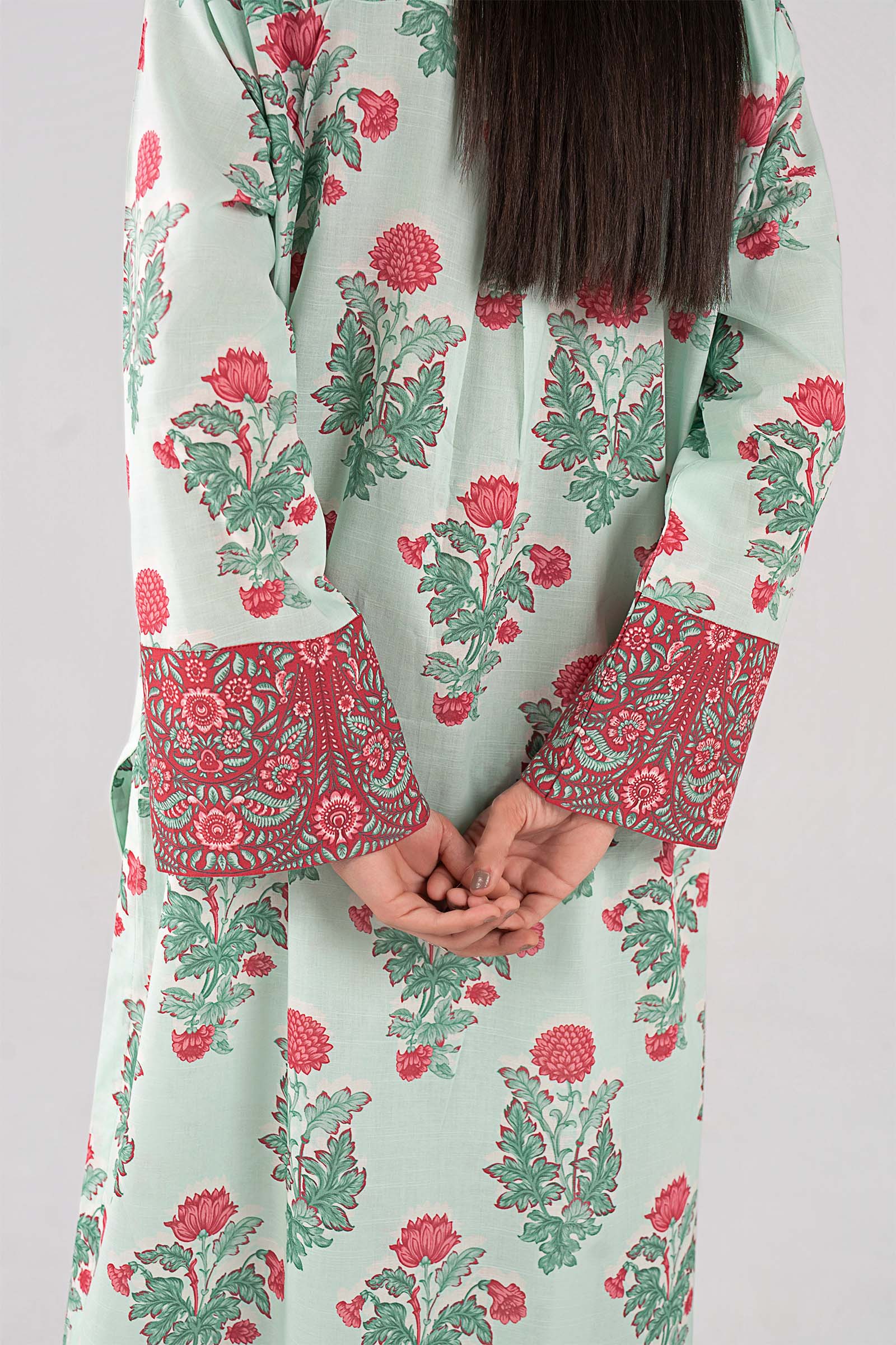 2 Pc Printed Slub Lawn Suit
