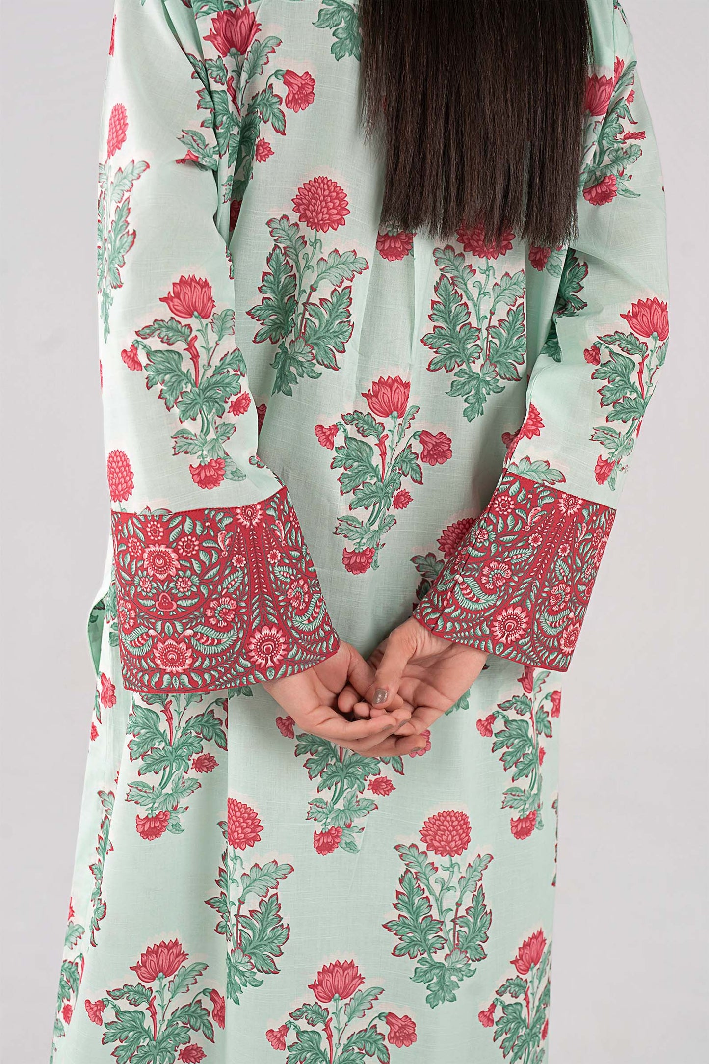 2 Pc Printed Slub Lawn Suit