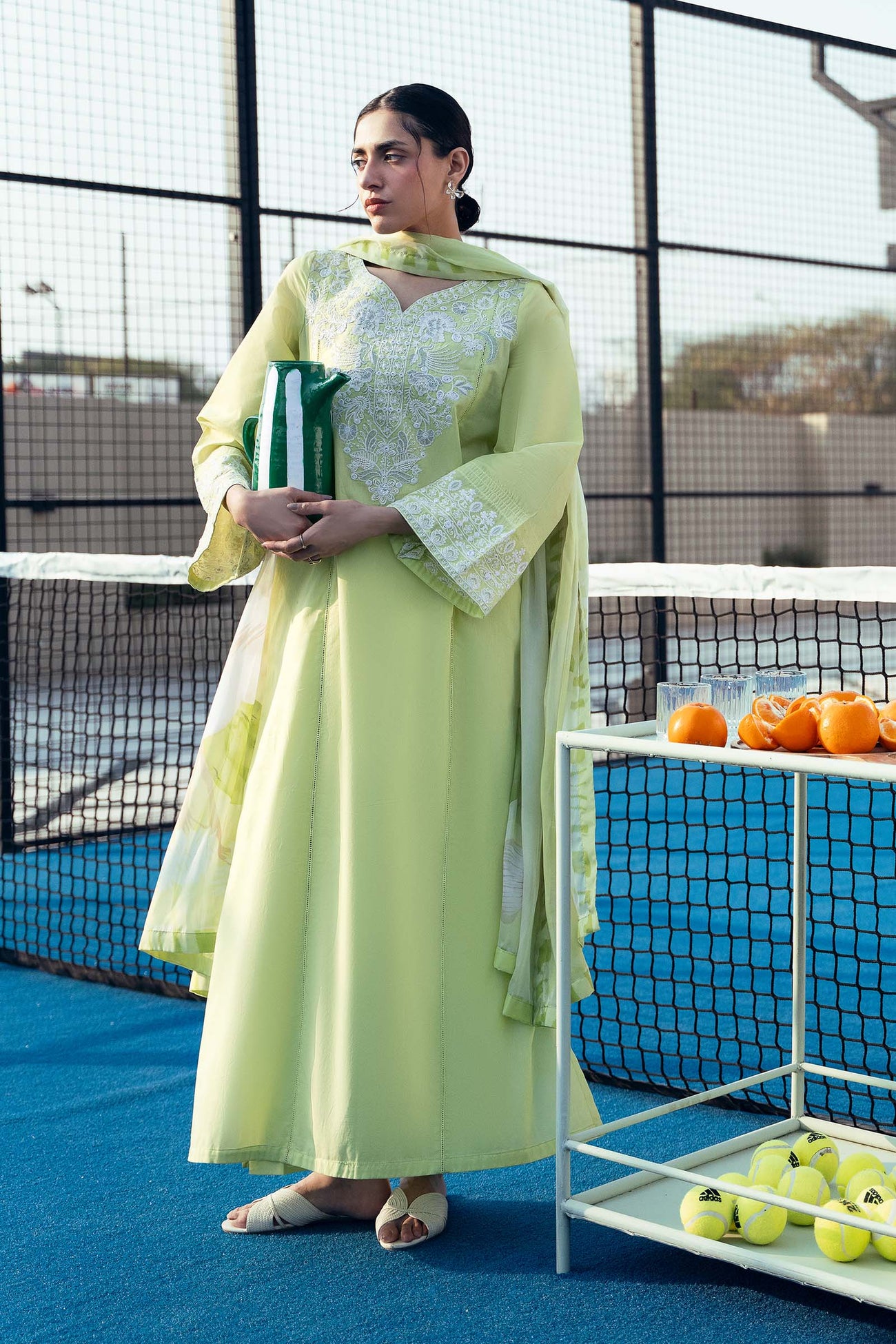 2 Pc Embroidered Arabic Lawn Suit