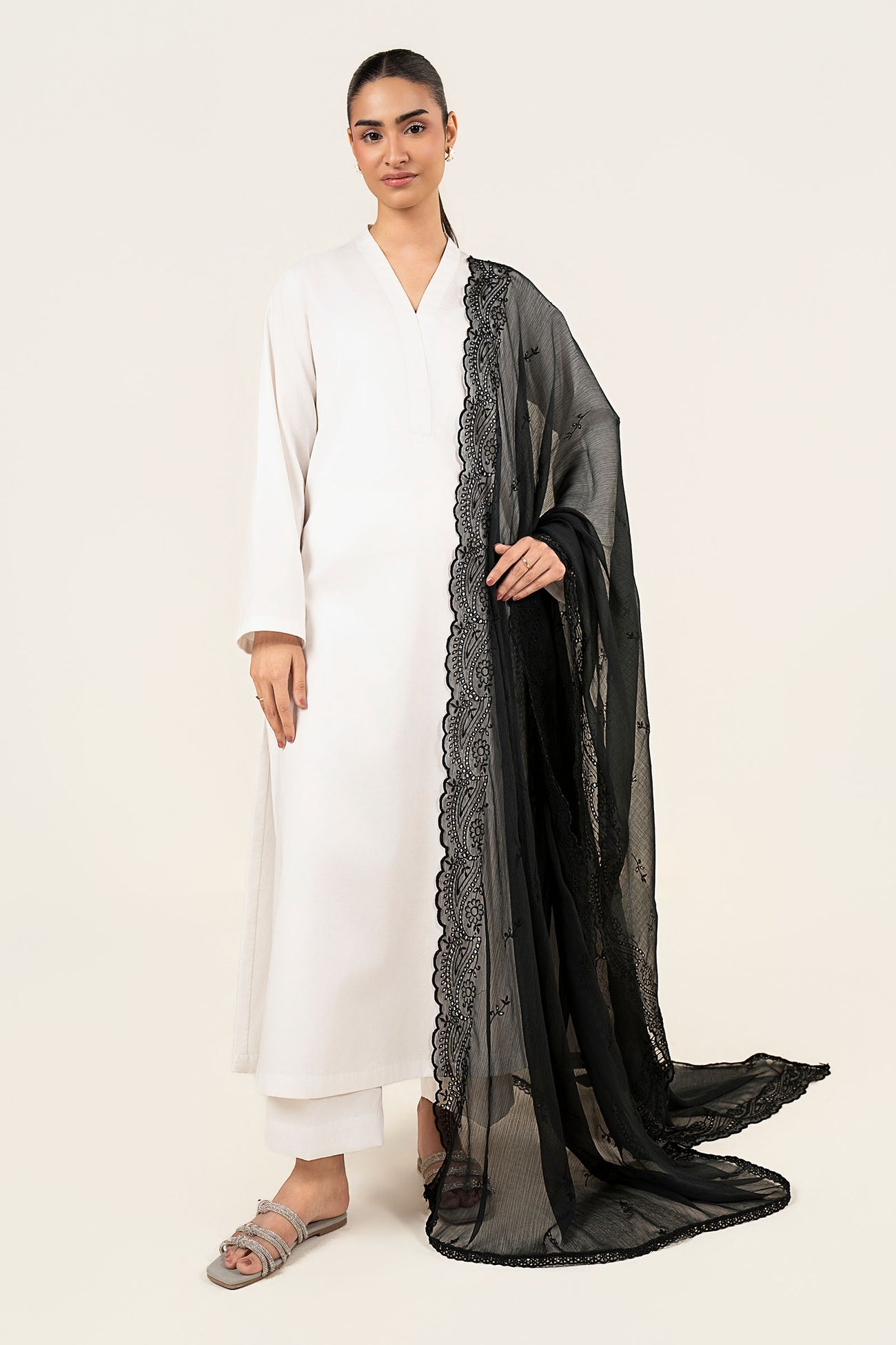 Embroidered Cationic Chiffon Dupatta