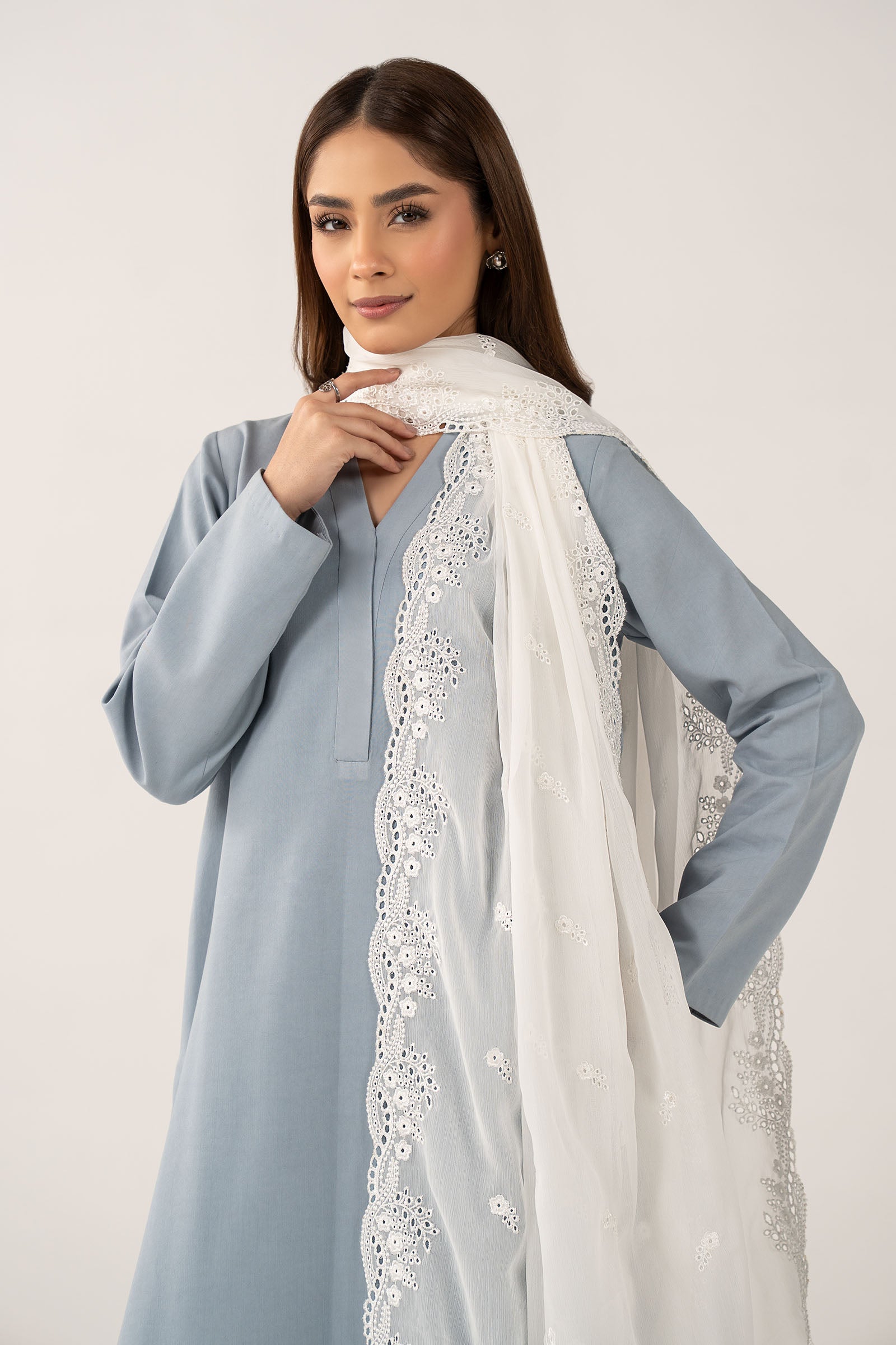 Embroidered Cationic Chiffon Dupatta