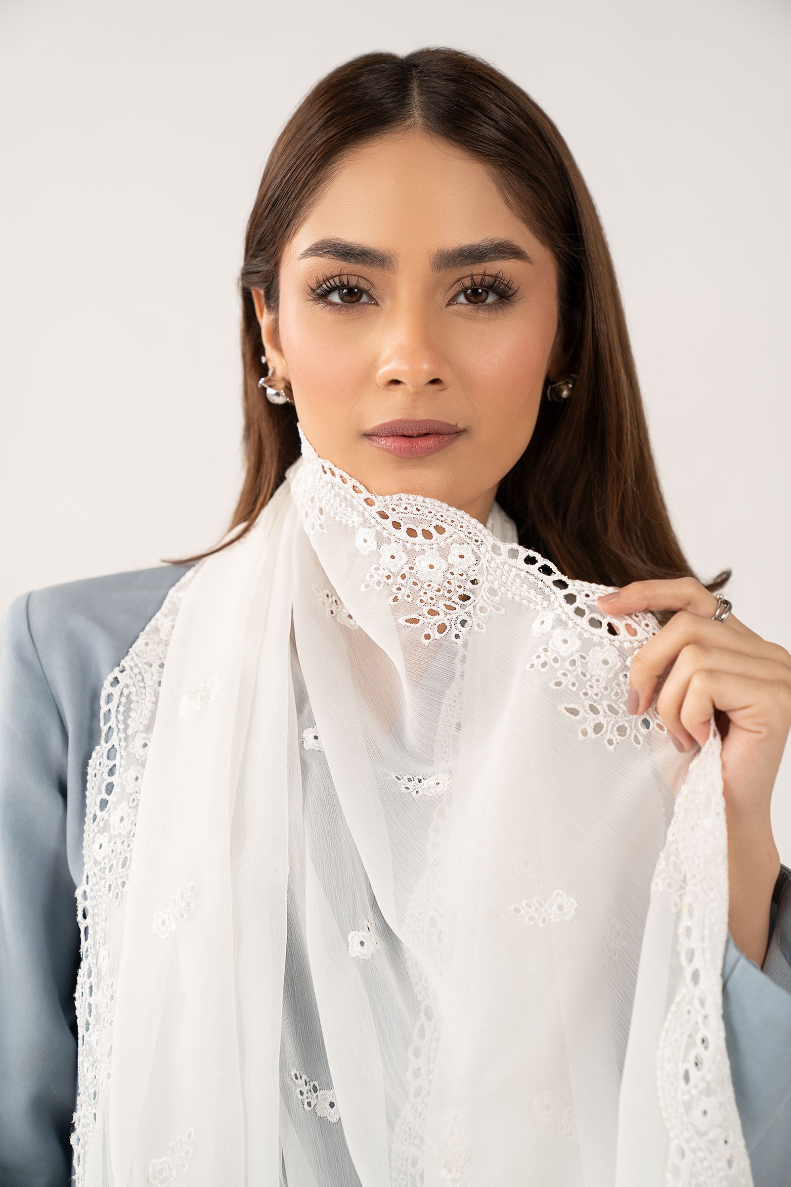 Embroidered Cationic Chiffon Dupatta