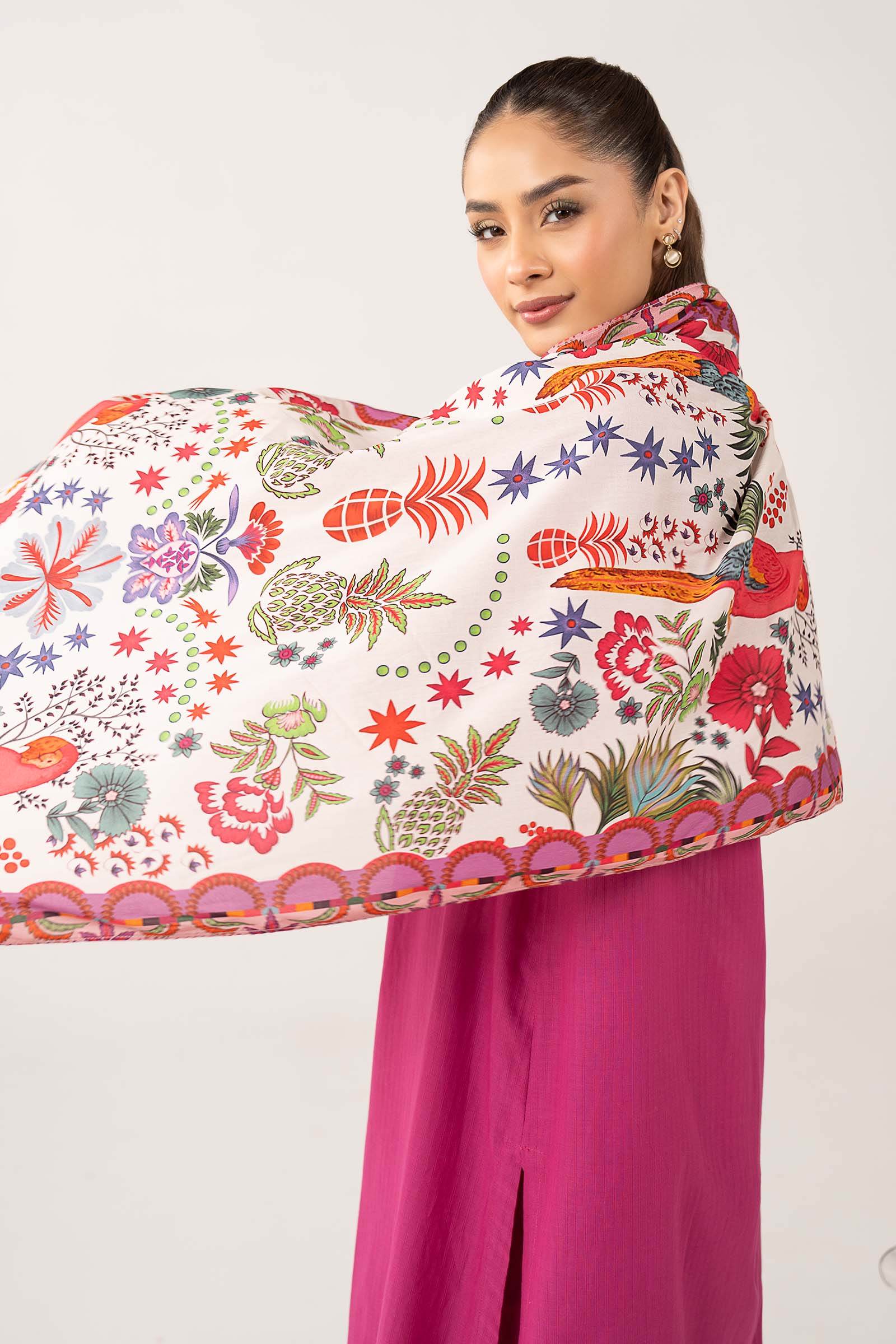 Printed Arabic Lawn Scarf