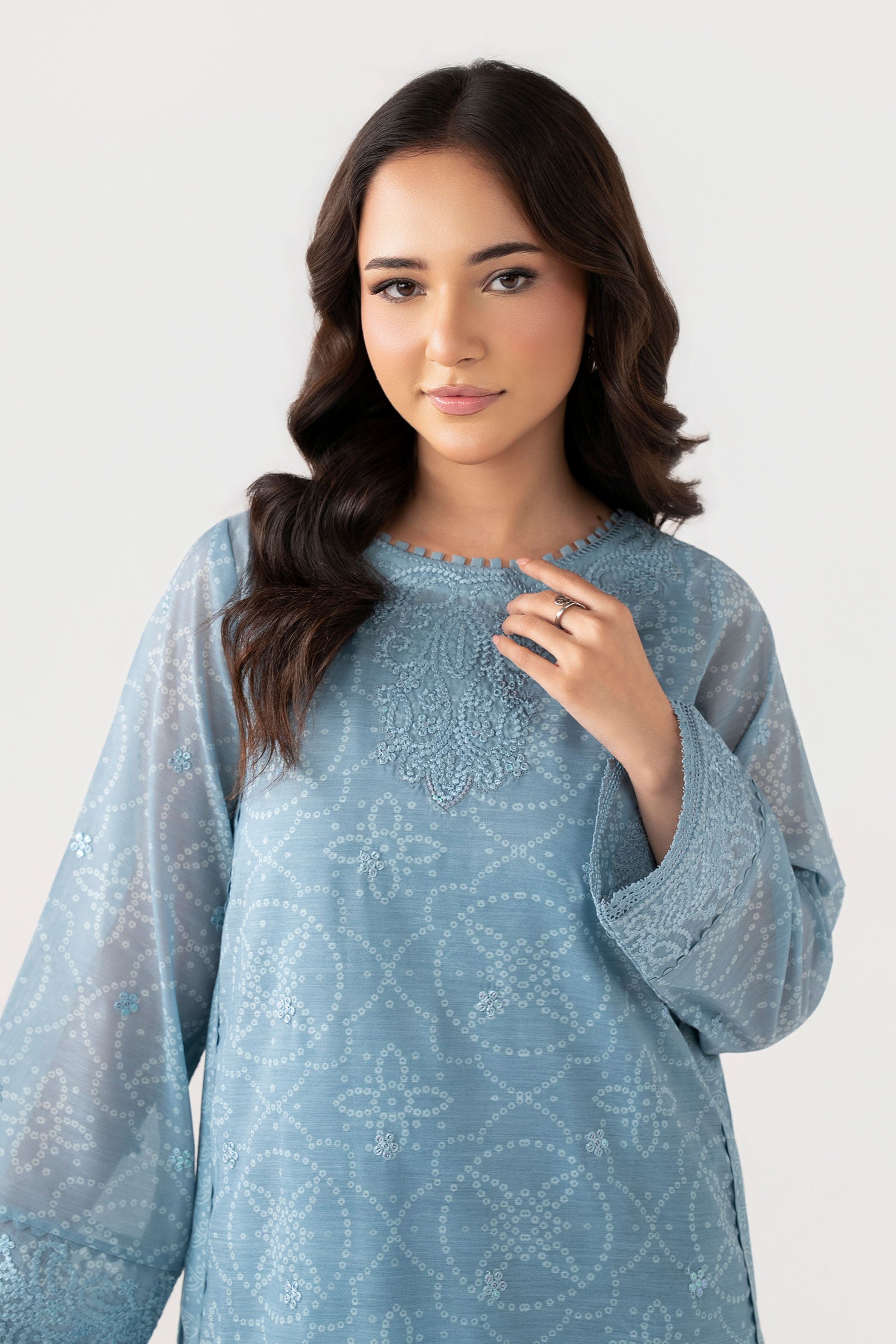 Embroidered Paper Lawn Shirt