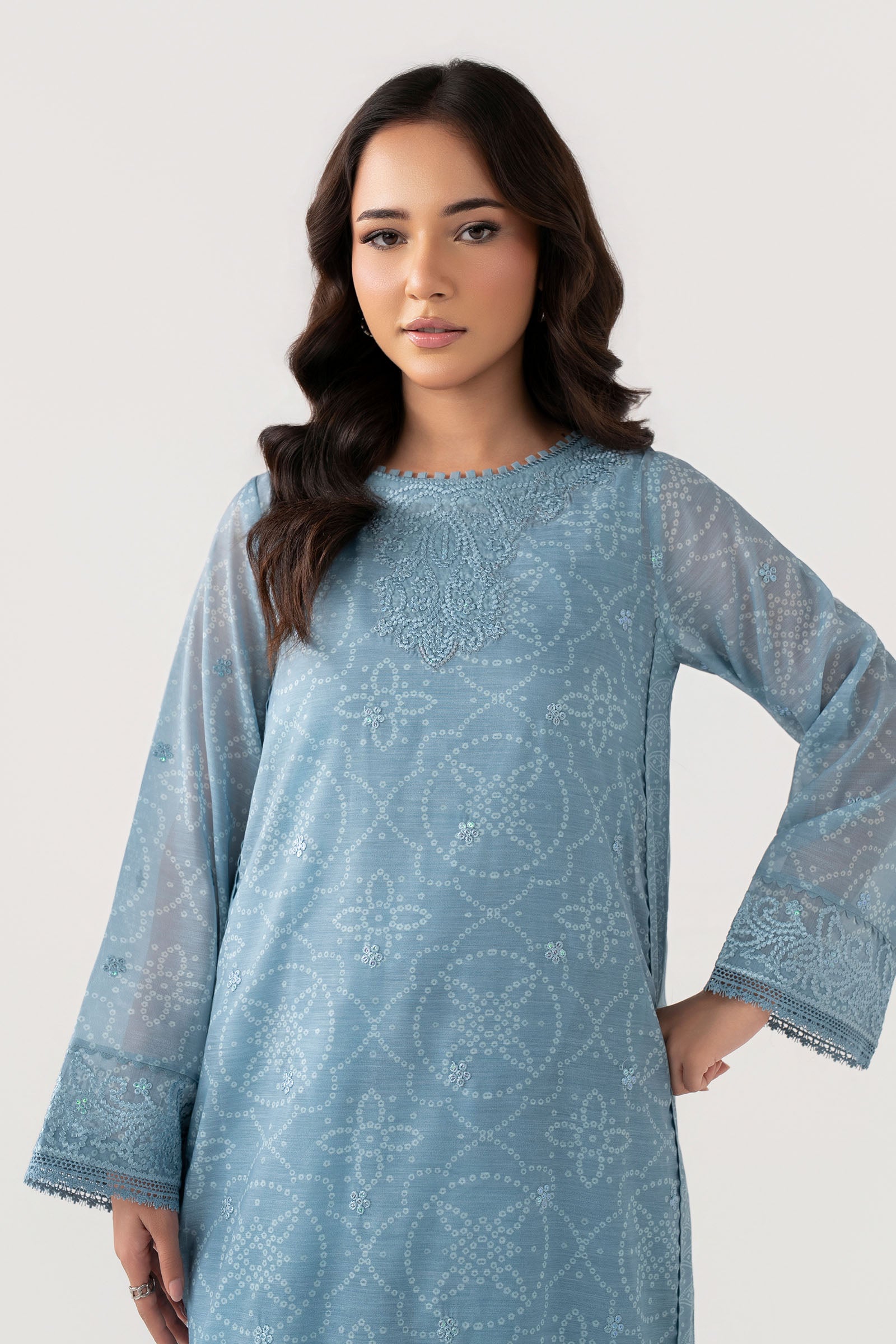 Embroidered Paper Lawn Shirt