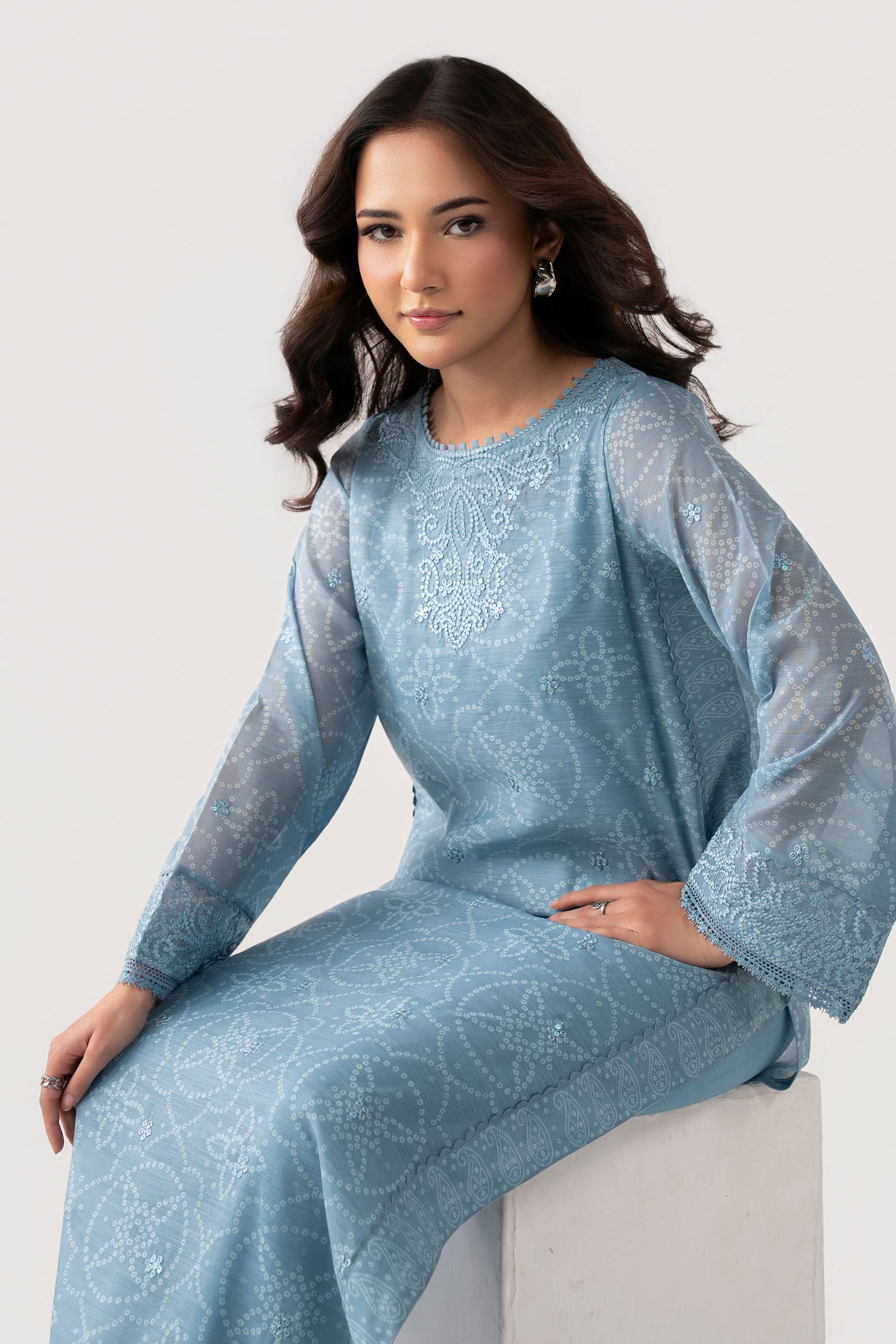 Embroidered Paper Lawn Shirt