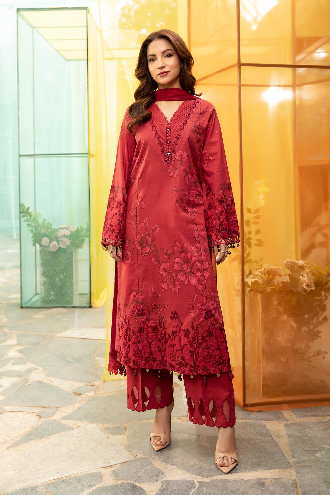 3 Pc Unstitched Embroidered Lawn Suit | MB-CUS25-706A