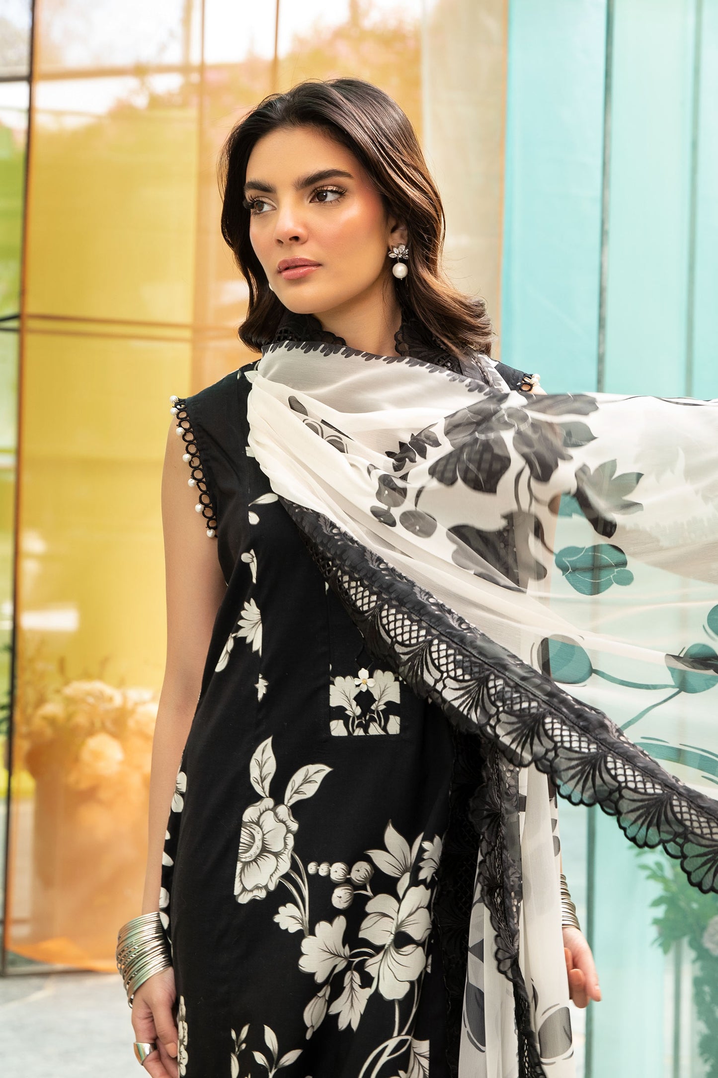 3 Pc Unstitched Embroidered Lawn Suit | MB-CUS25-706B