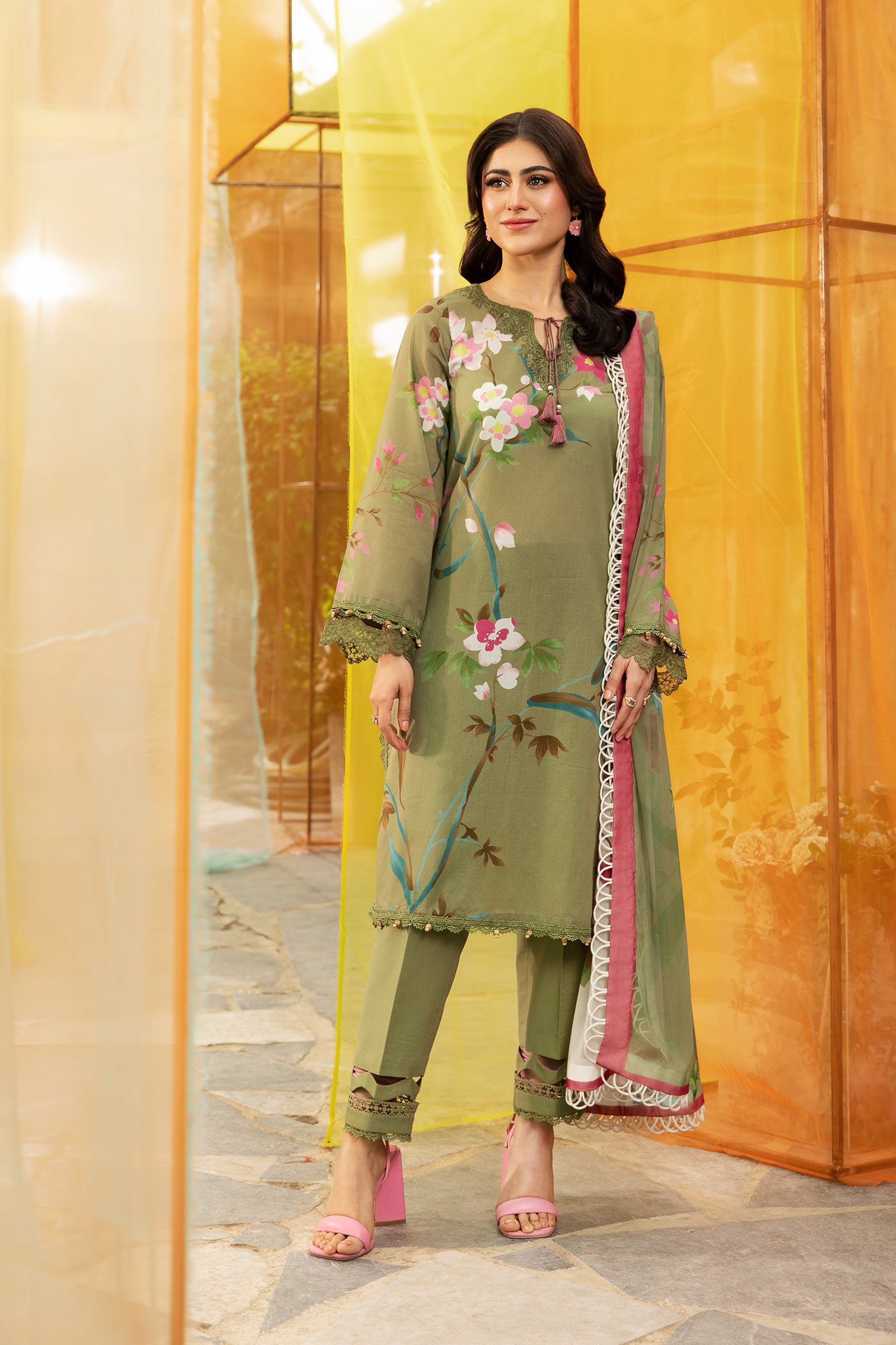 3 Pc Unstitched Embroidered Lawn Suit | MB-CUS25-707A