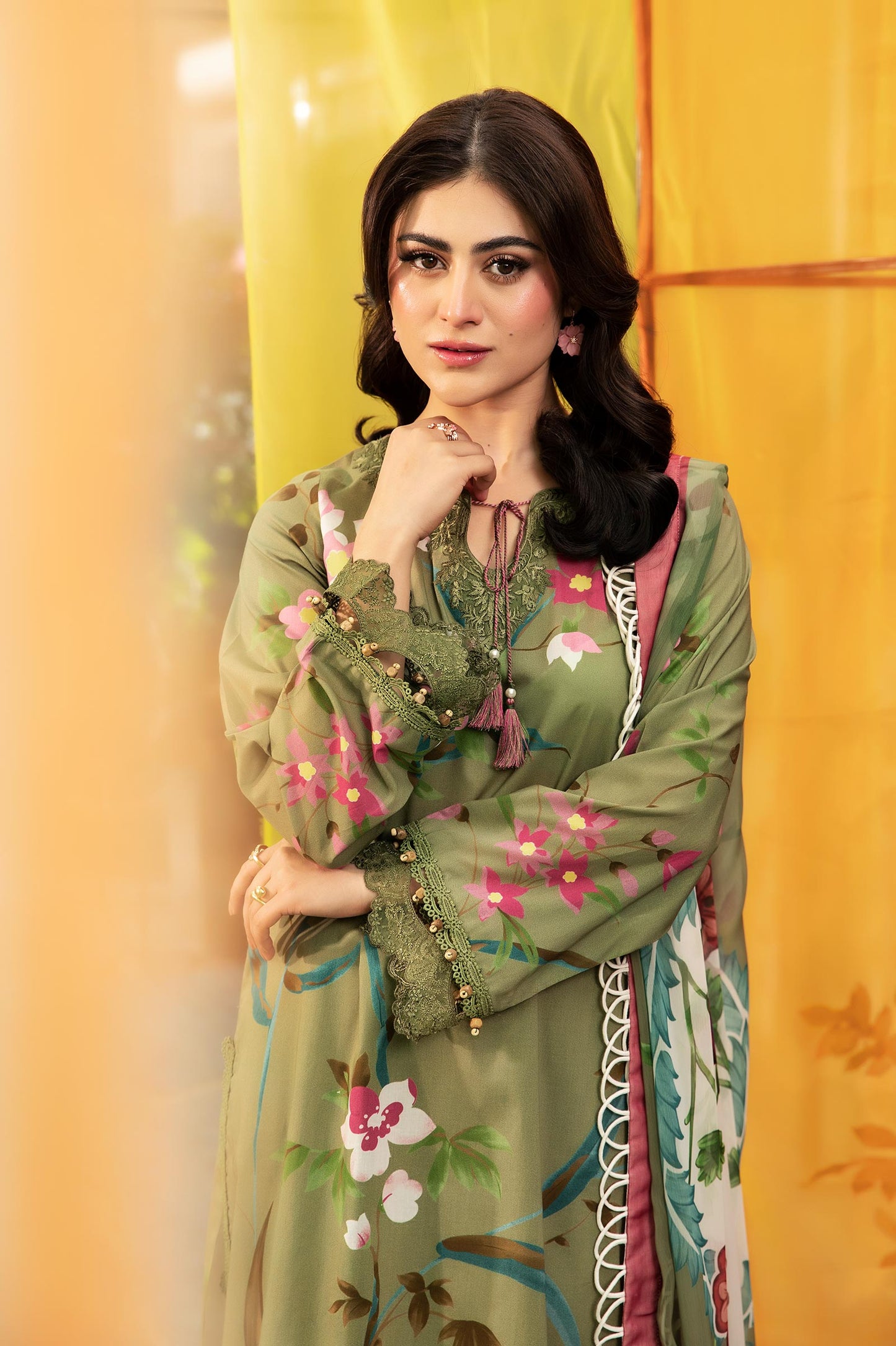 3 Pc Unstitched Embroidered Lawn Suit | MB-CUS25-707A