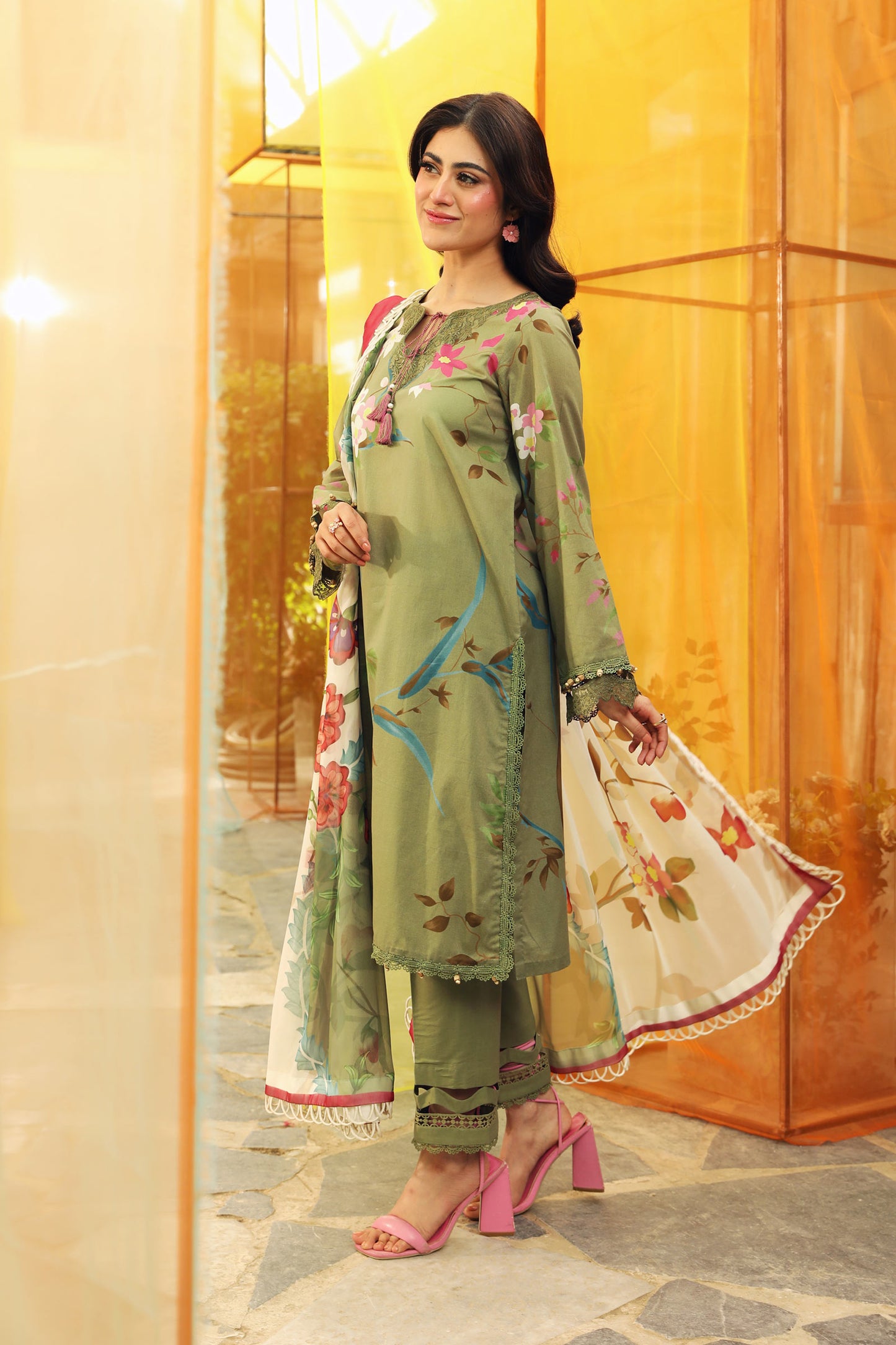 3 Pc Unstitched Embroidered Lawn Suit | MB-CUS25-707A