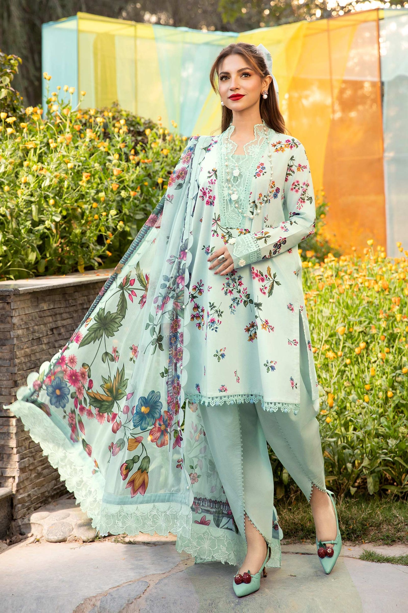 3 Pc Unstitched Embroidered Lawn Suit | MB-CUS25-709B