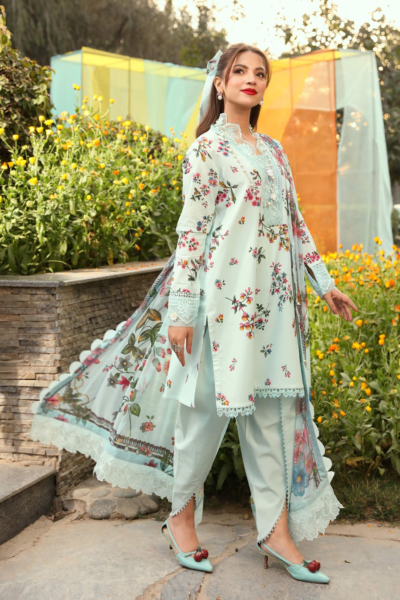 3 Pc Unstitched Embroidered Lawn Suit | MB-CUS25-709B